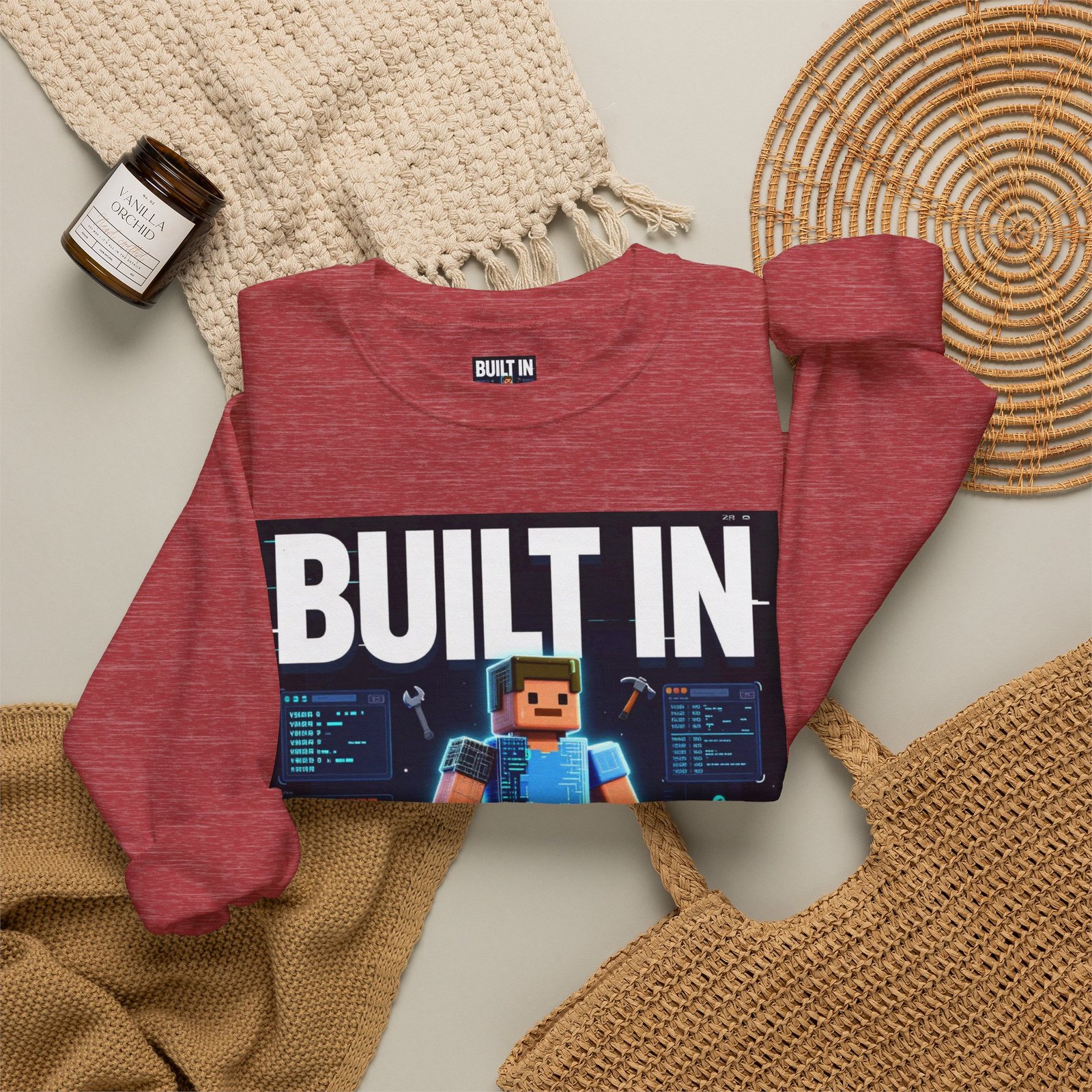 Built In Beta Crewneck Sweatshirt — Gamer Pixel Character Graphic - Image 44
