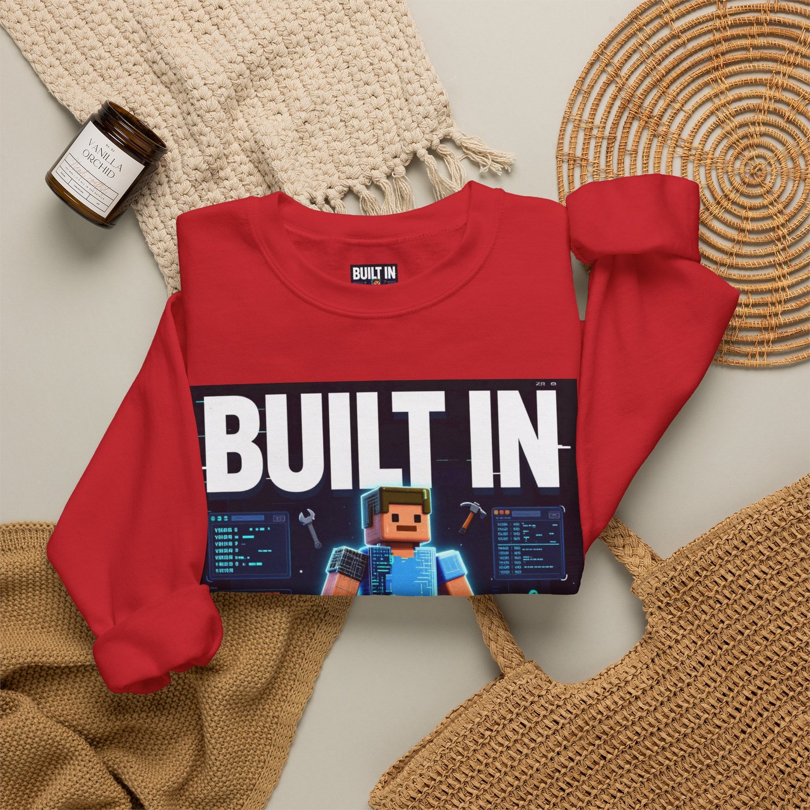 Built In Beta Crewneck Sweatshirt — Gamer Pixel Character Graphic - Image 48