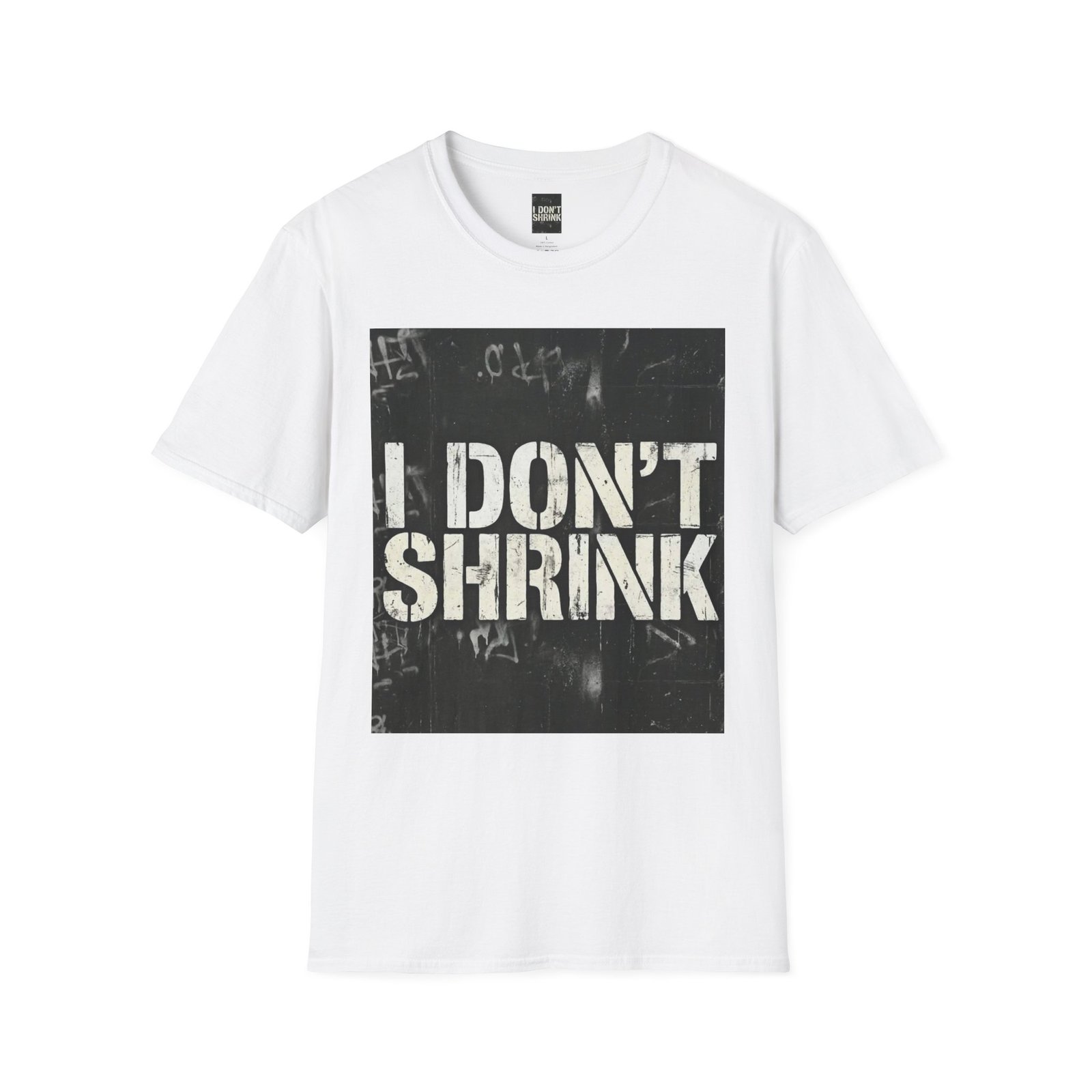I Don't Shrink T-Shirt — Vintage Stencil Graphic Tee - Image 3