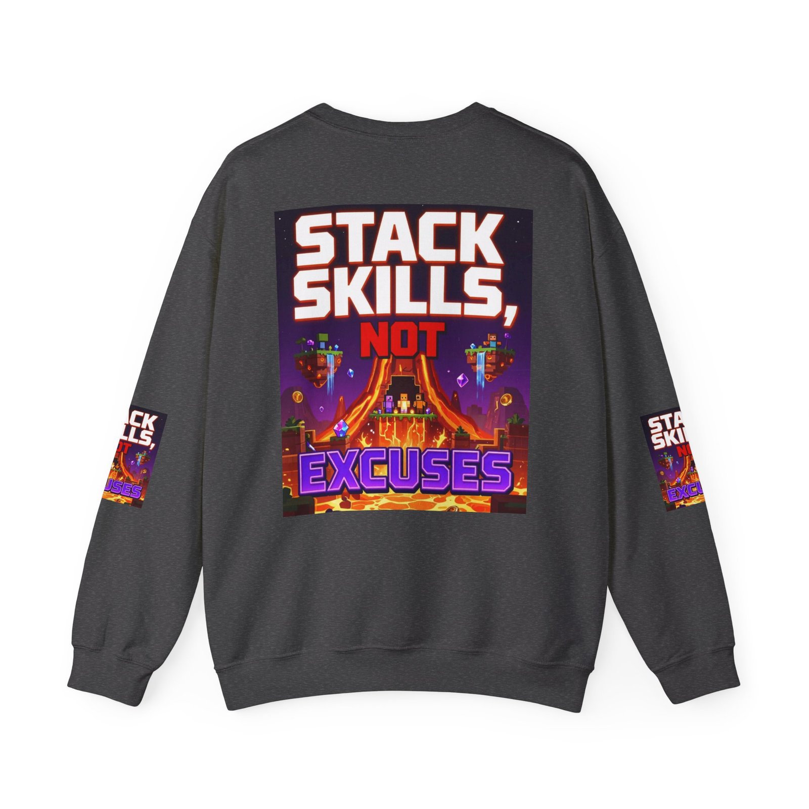 Crewneck Sweatshirt — "Stack Skills, Not Excuses" Motivational Gamer Graphic - Image 34