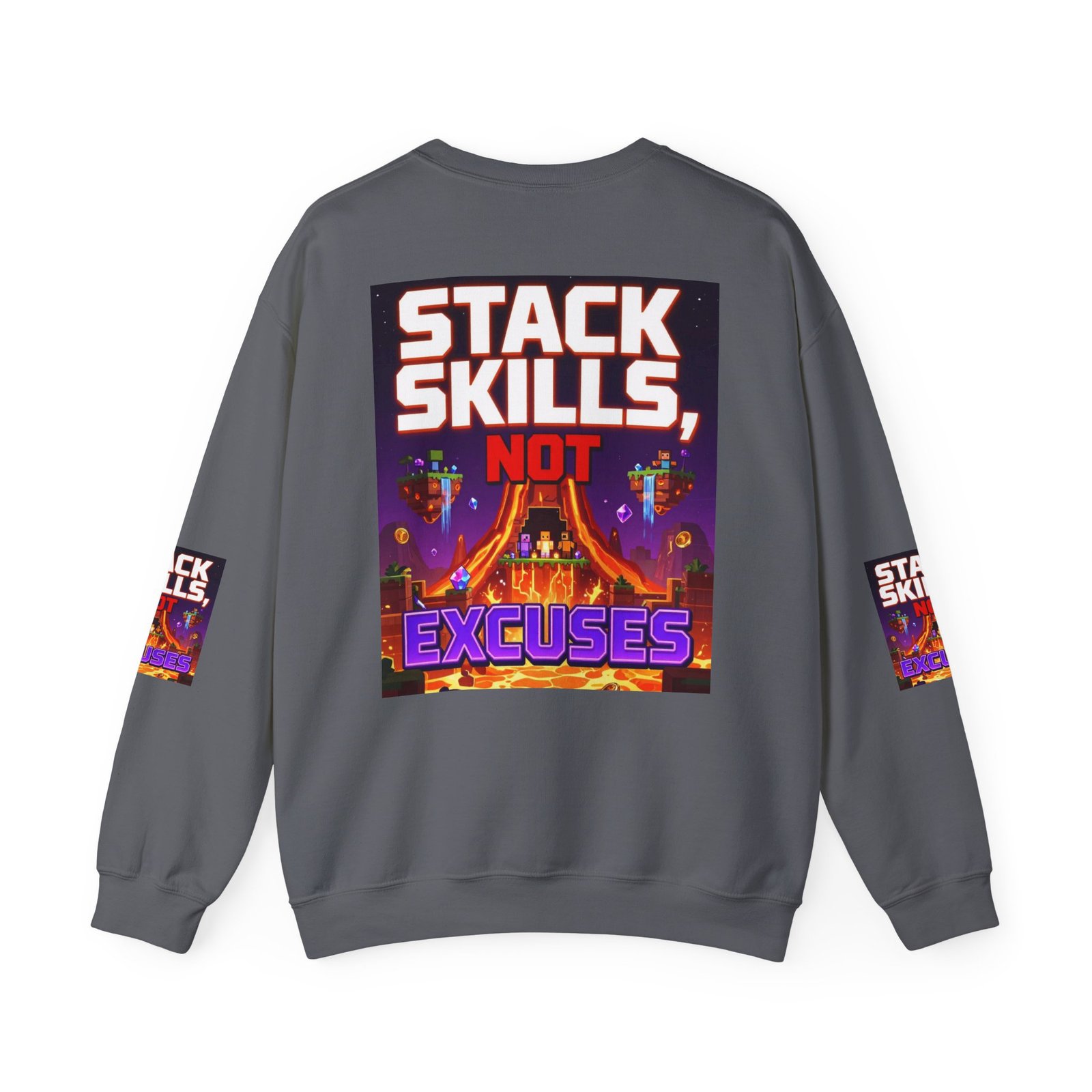 Crewneck Sweatshirt — "Stack Skills, Not Excuses" Motivational Gamer Graphic - Image 38