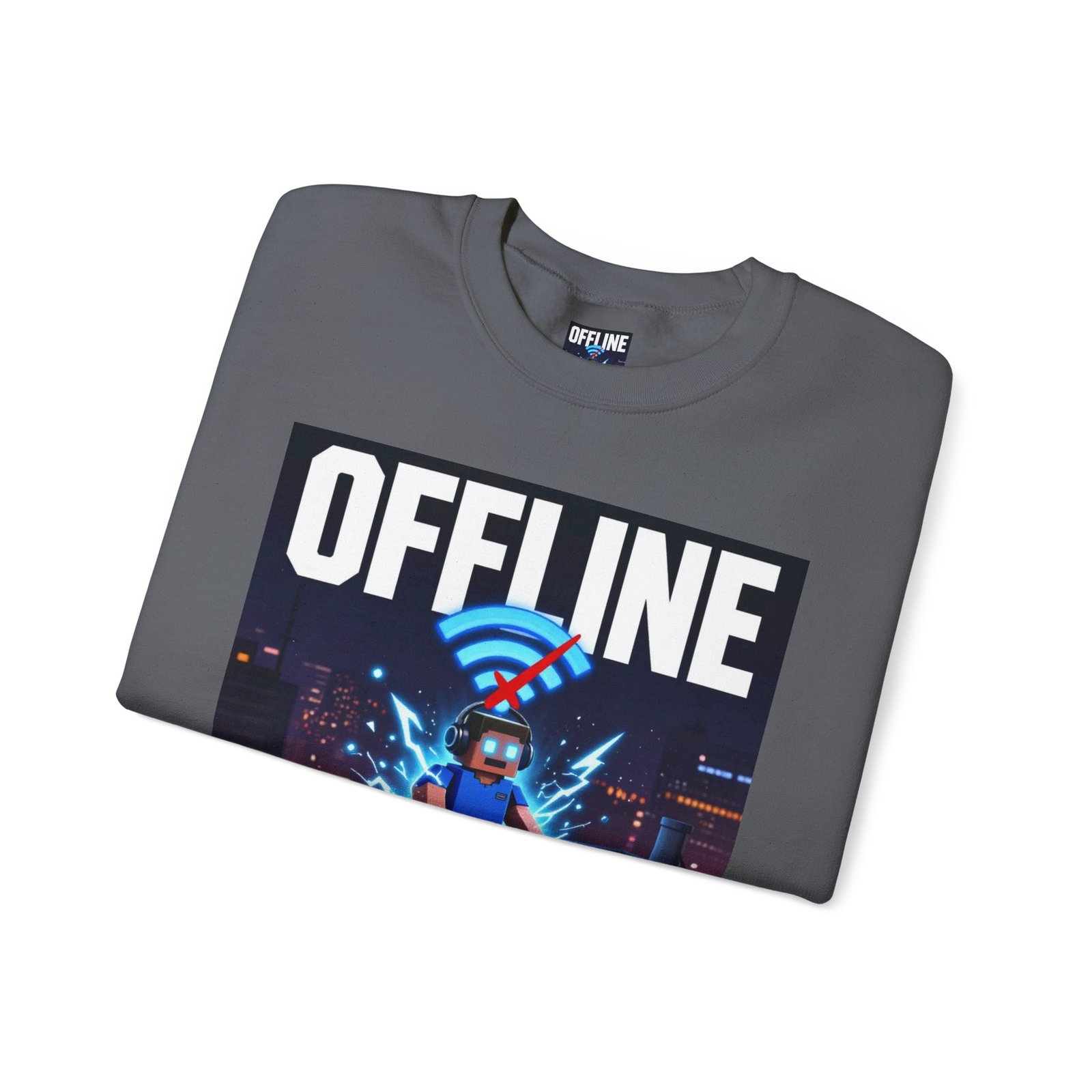 Crewneck Sweatshirt — “Offline But Still Charged” Gamer Graphic - Image 39