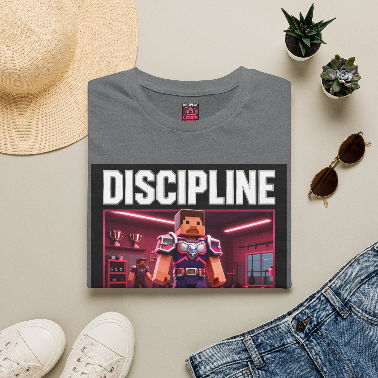 T‑Shirt — 'DISCIPLINE Looks Good' Gamer Pixel Armor Tee - Image 21