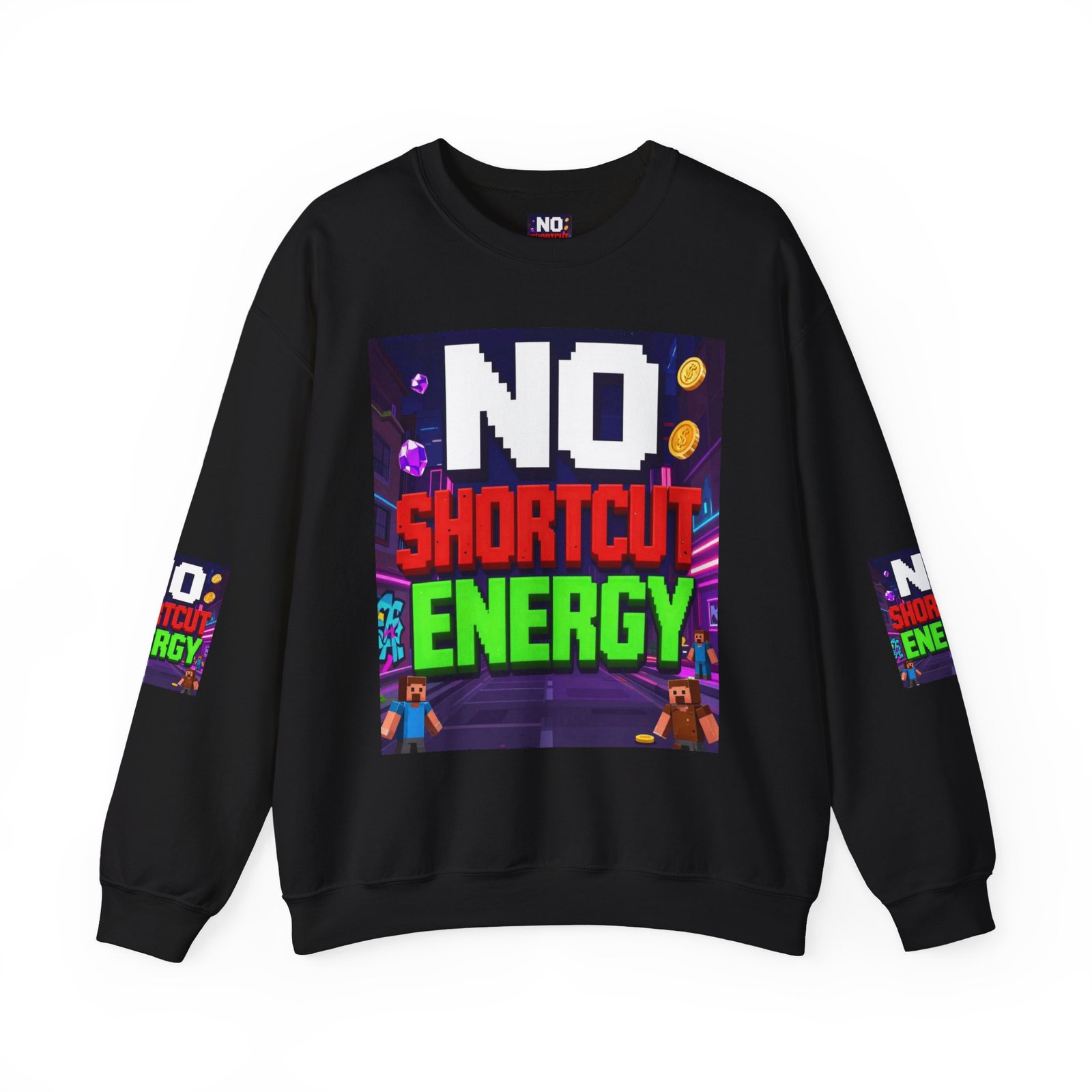 Crewneck Sweatshirt — "NO Shortcut Energy" Retro Gamer Graphic - Image 17