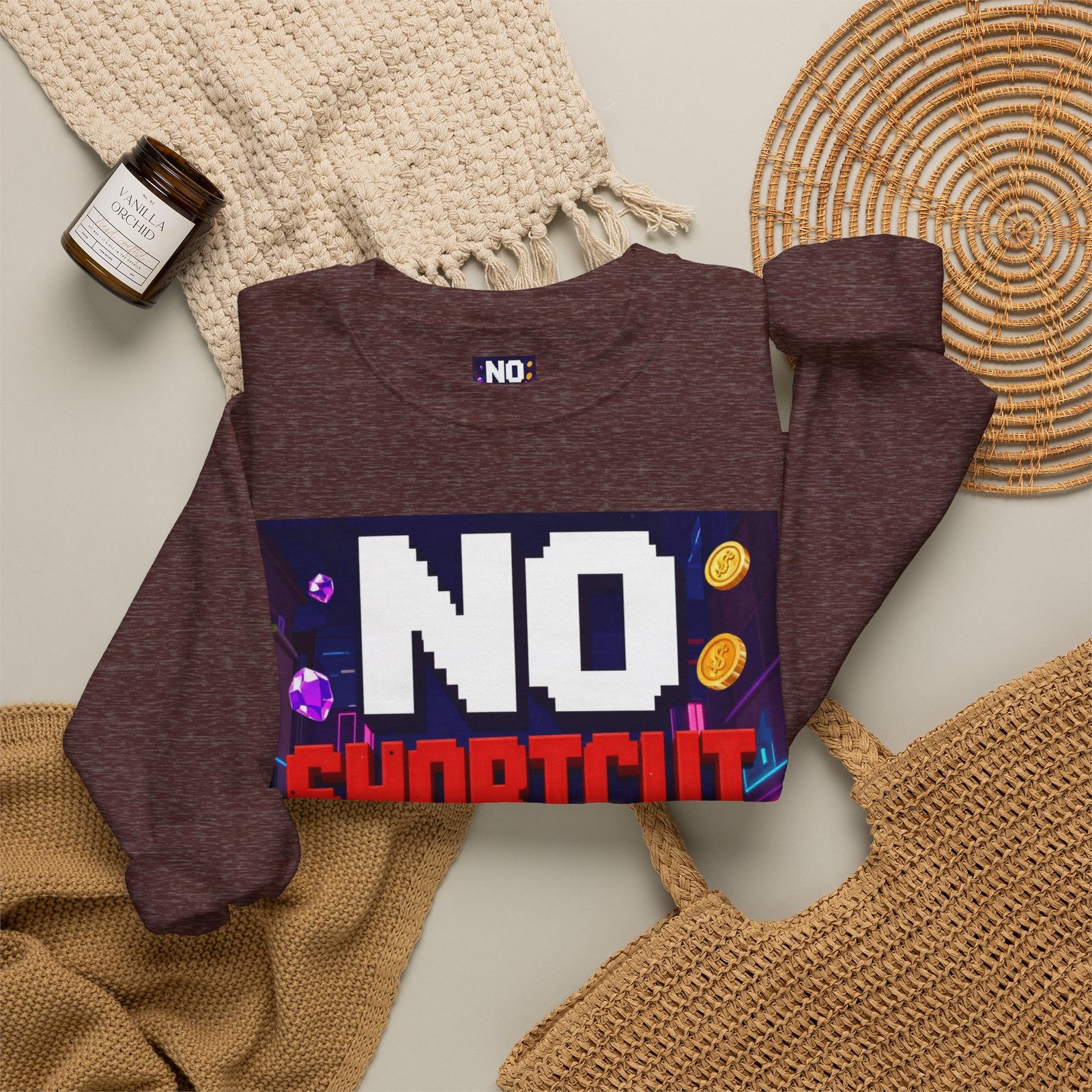 Crewneck Sweatshirt — "NO Shortcut Energy" Retro Gamer Graphic - Image 16