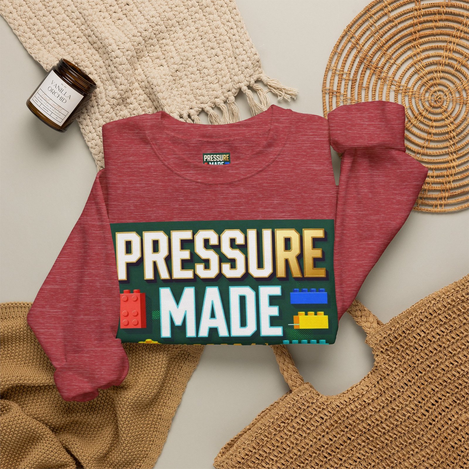 Graphic Sweatshirt — "Pressure Made Me Polished" Building Block Crewneck - Image 44
