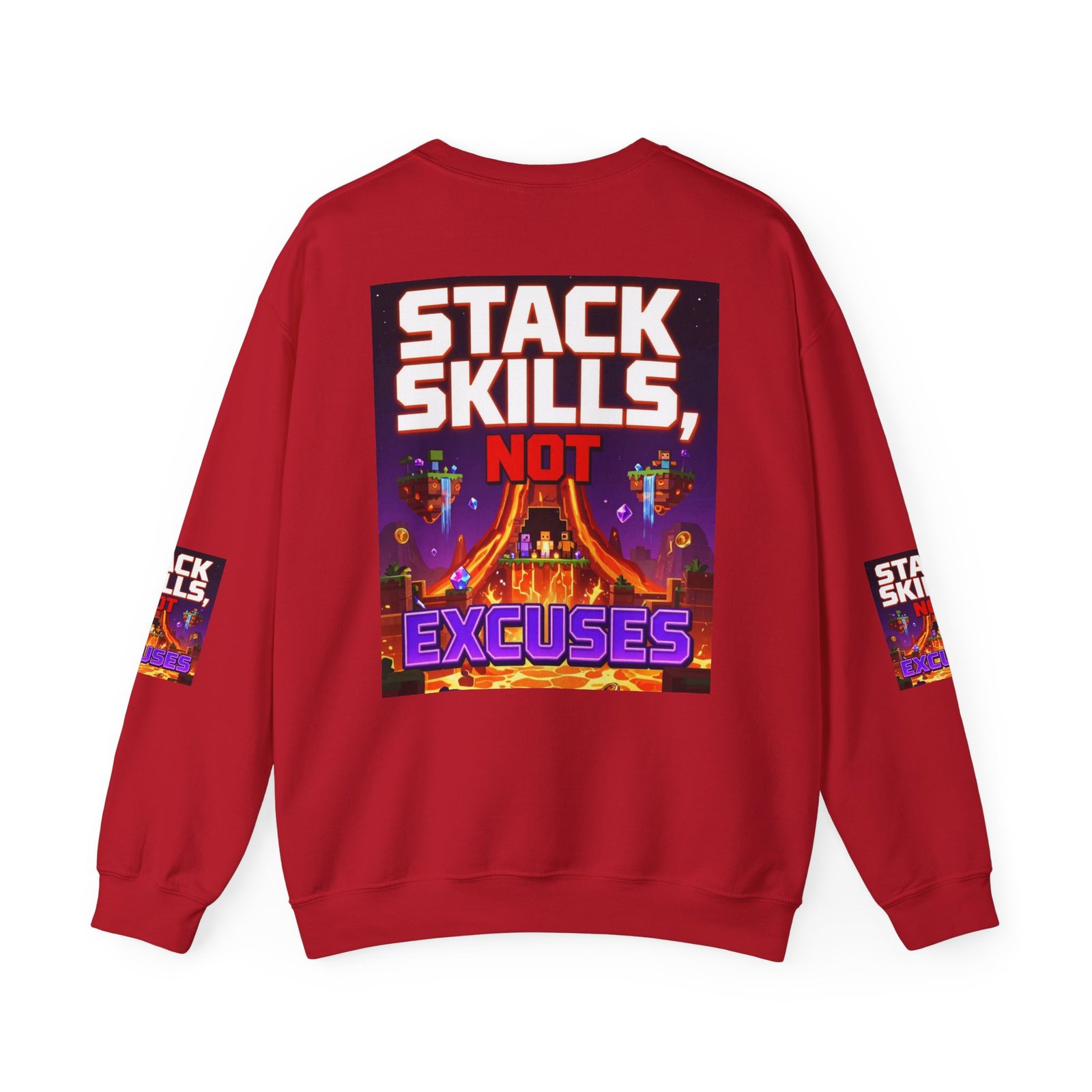 Crewneck Sweatshirt — "Stack Skills, Not Excuses" Motivational Gamer Graphic - Image 54