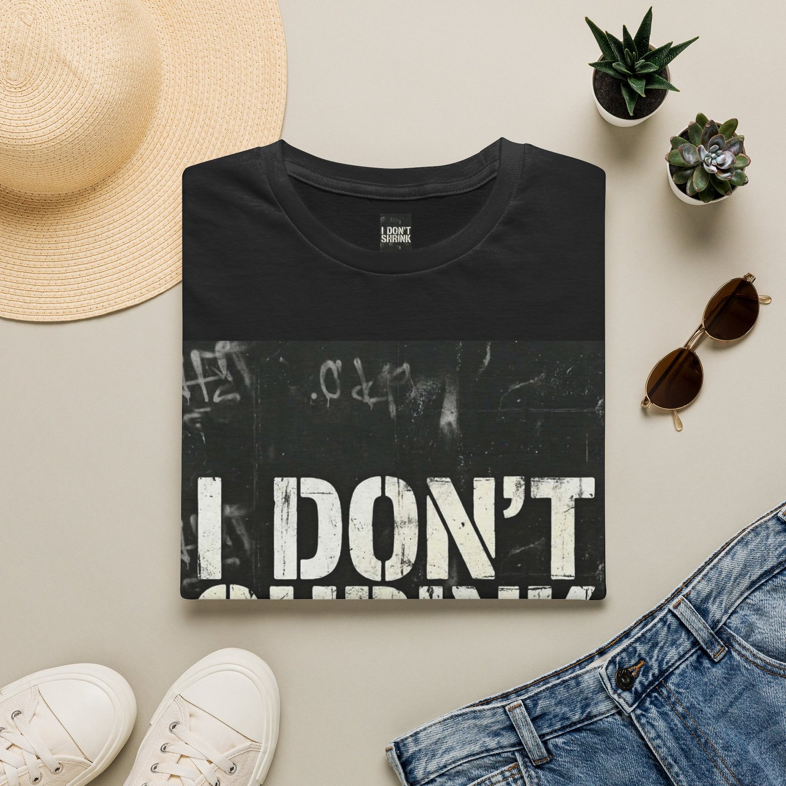 I Don't Shrink T-Shirt — Vintage Stencil Graphic Tee - Image 5