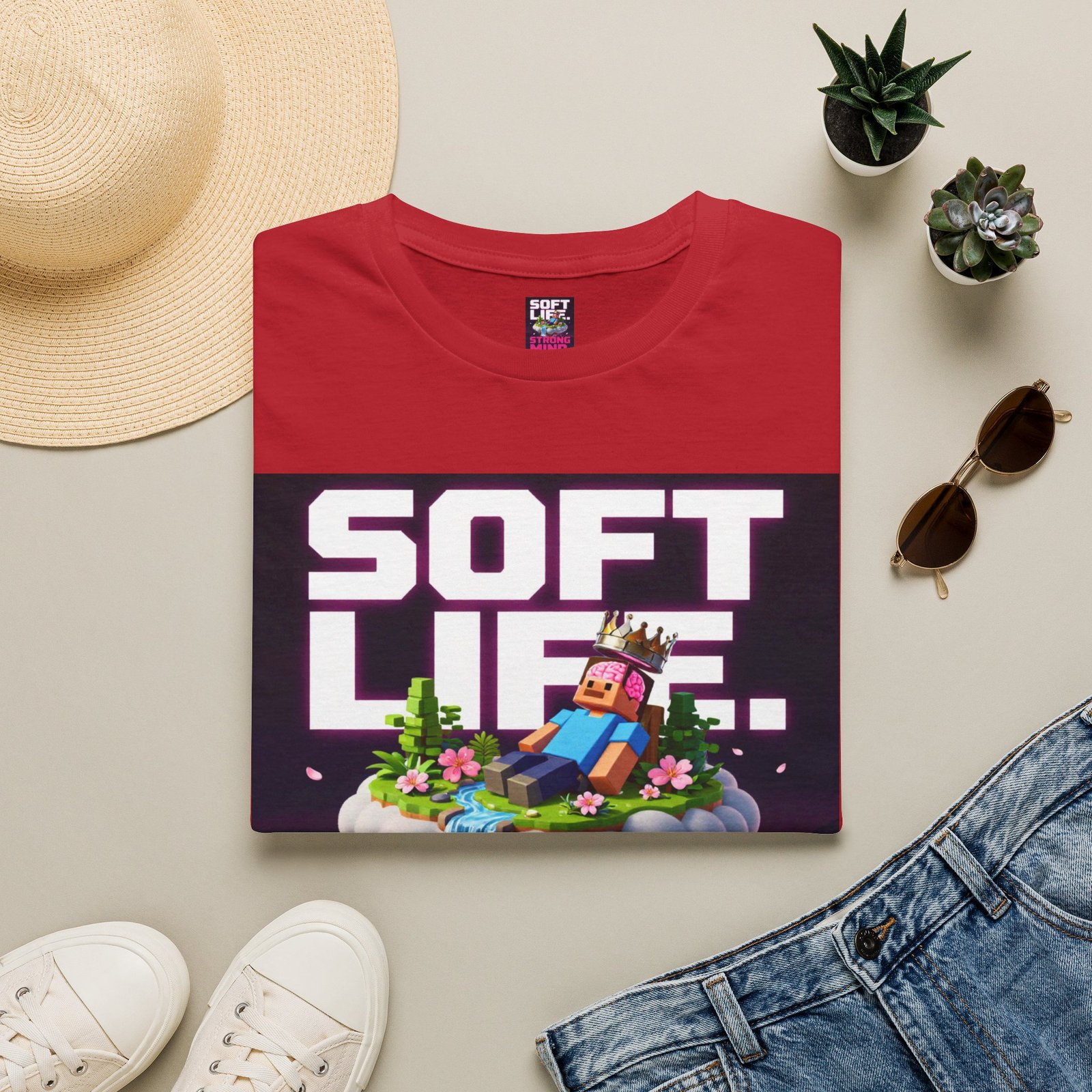 Soft Life Strong Mind T-Shirt — Relaxed Gamer Chill Vibe Tee - Image 49