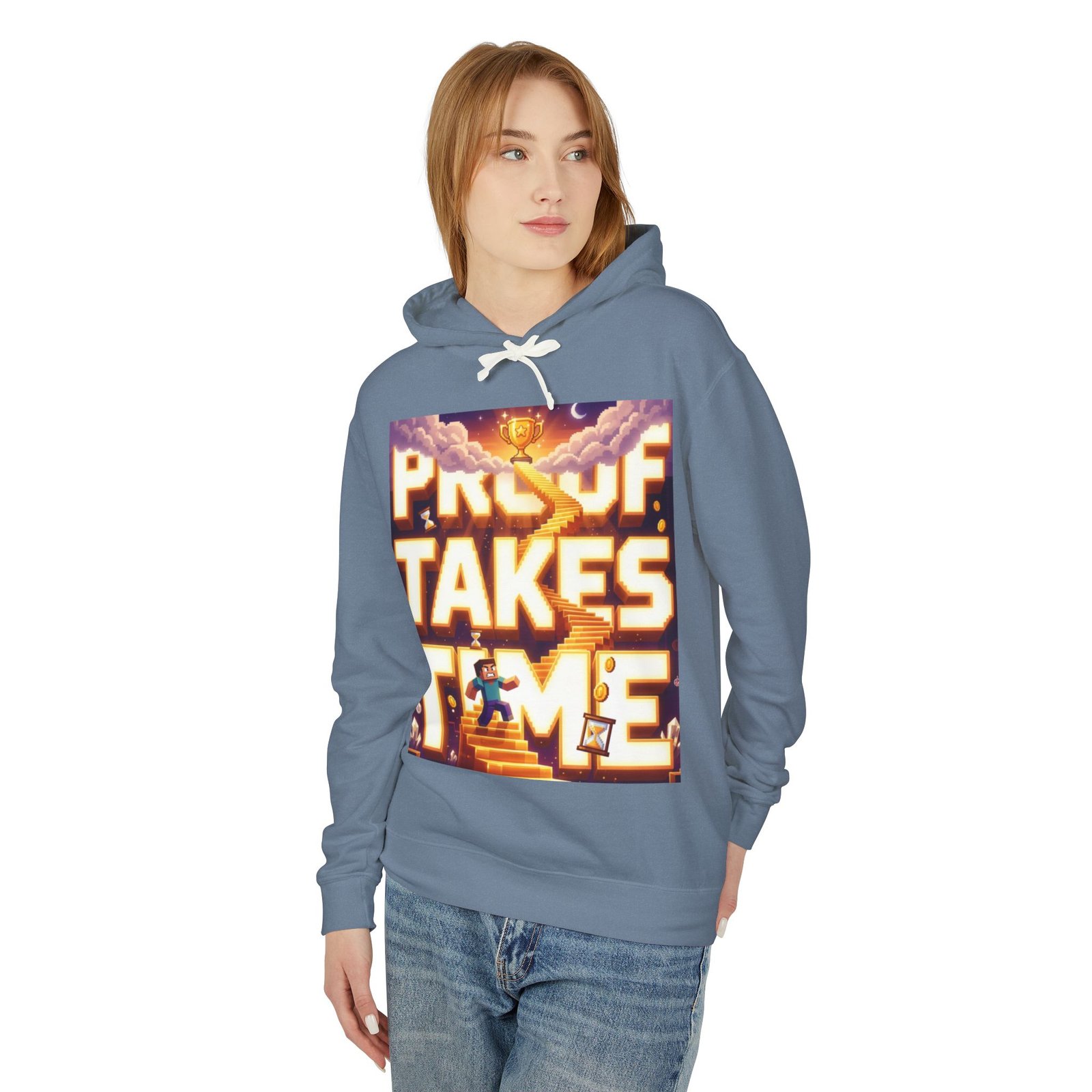 Hoodie — 'Proof Takes Time' Motivational Graphic Hooded Sweatshirt - Image 35