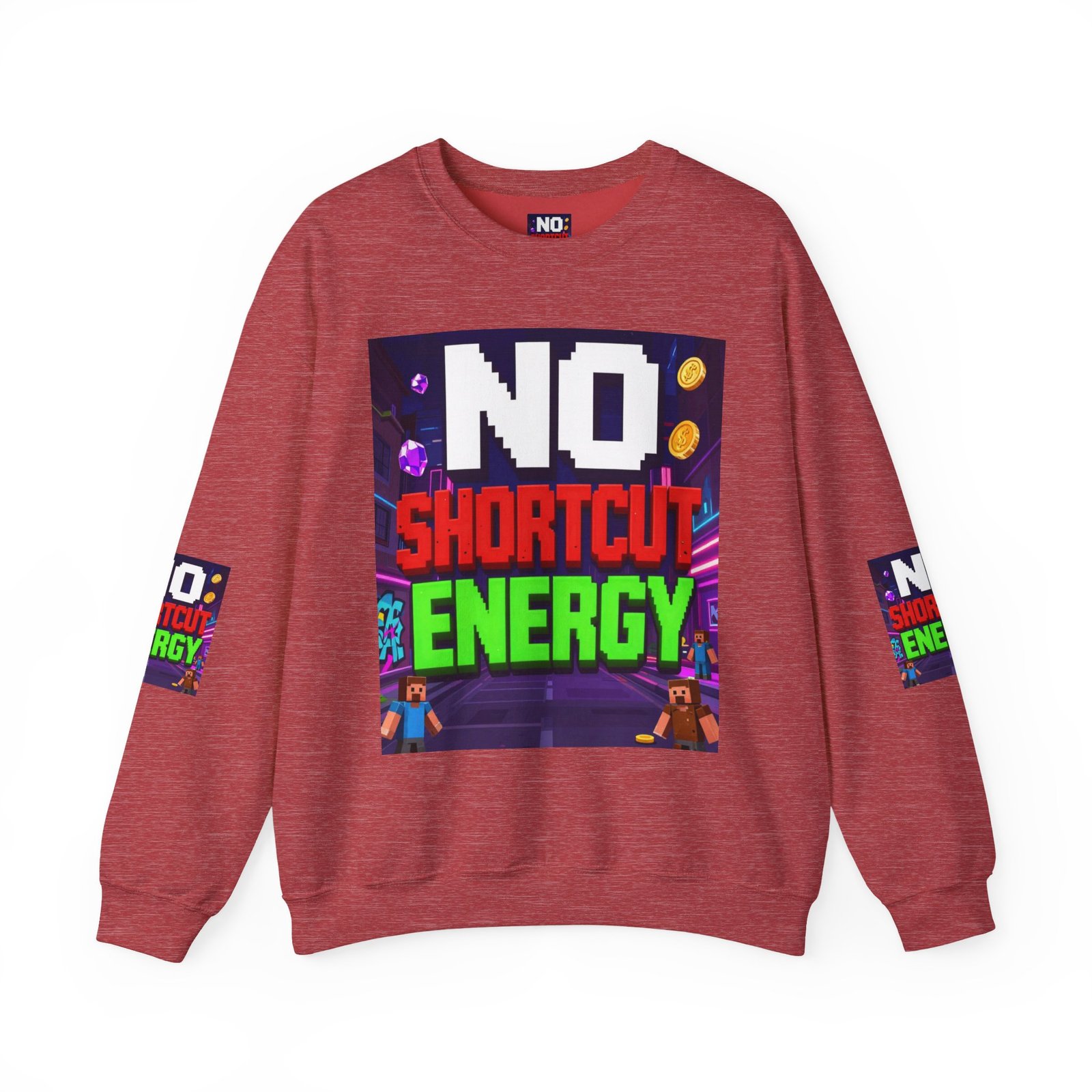Crewneck Sweatshirt — "NO Shortcut Energy" Retro Gamer Graphic - Image 41