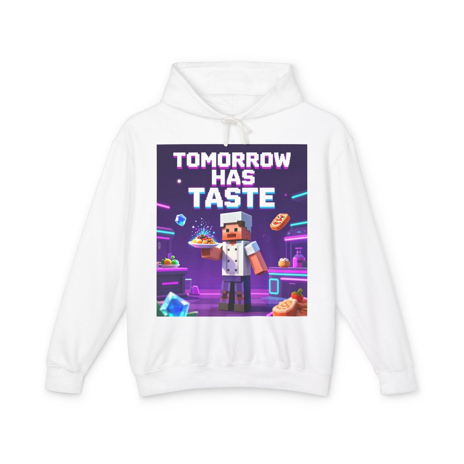 Tomorrow Has Taste Hoodie — Retro Pixel Chef Gaming Sweatshirt - Image 5
