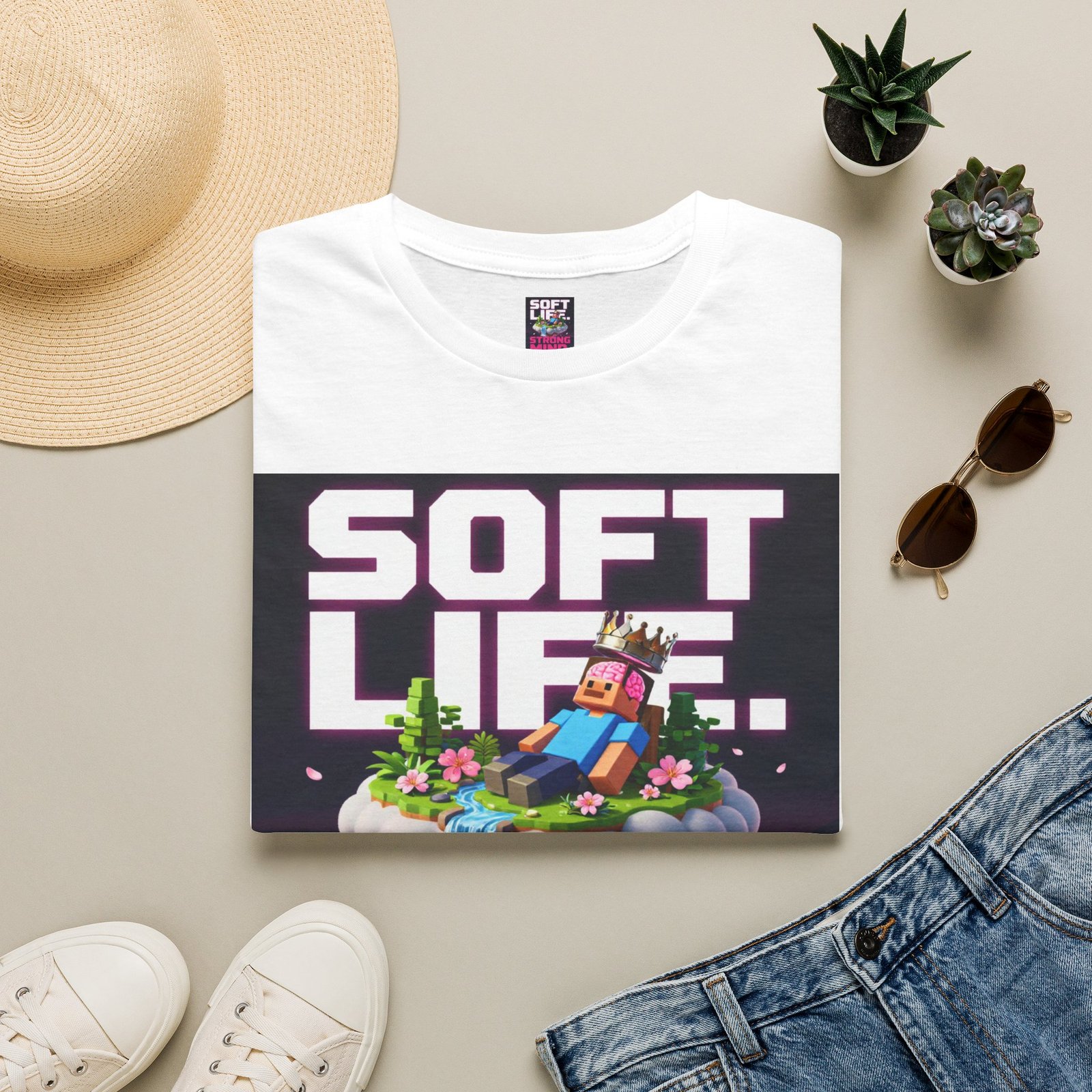 Soft Life Strong Mind T-Shirt — Relaxed Gamer Chill Vibe Tee