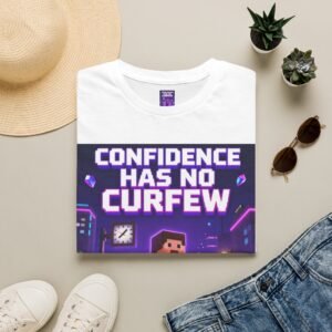 Confidence Has No Curfew T-Shirt — Retro Pixel Gaming Tee
