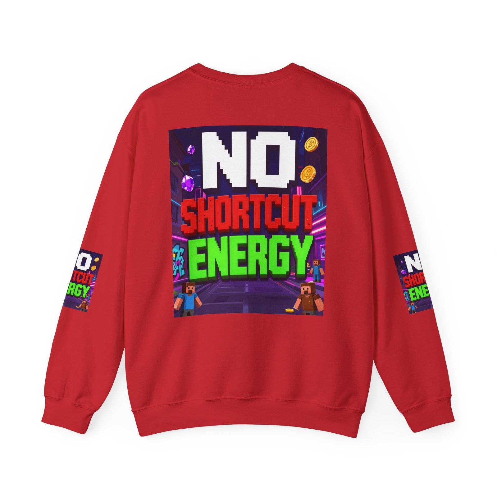 Crewneck Sweatshirt — "NO Shortcut Energy" Retro Gamer Graphic - Image 46