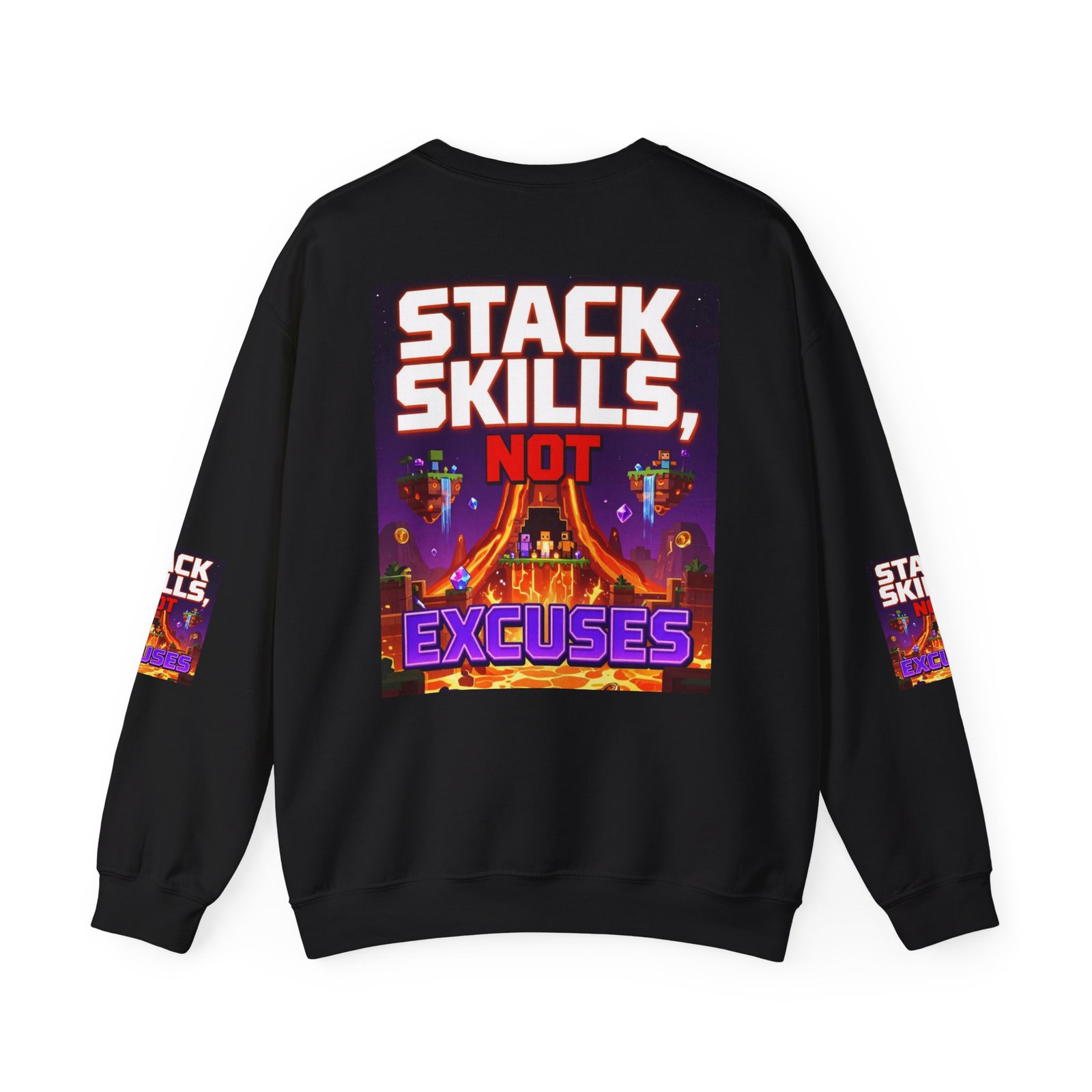 Crewneck Sweatshirt — "Stack Skills, Not Excuses" Motivational Gamer Graphic - Image 18