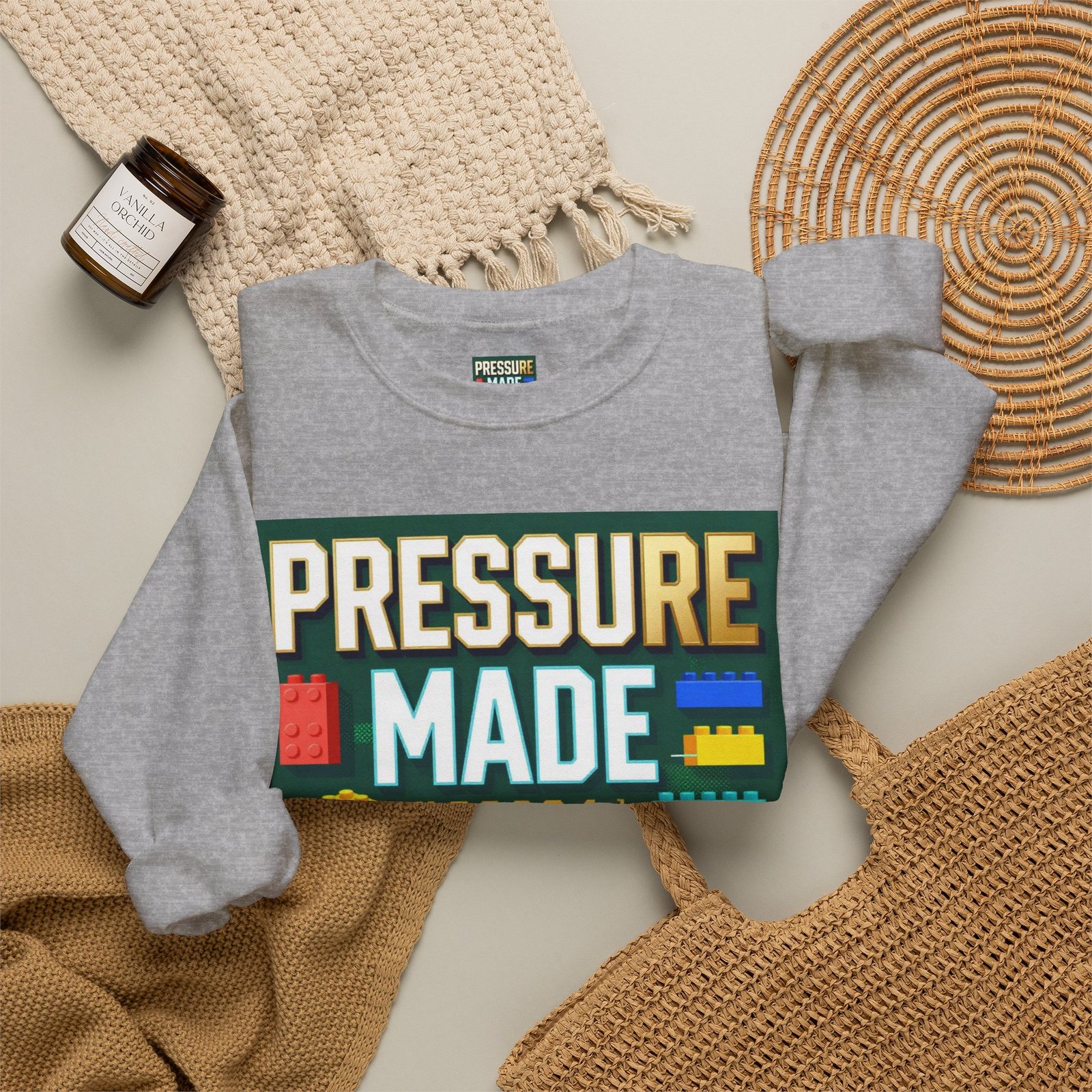 Graphic Sweatshirt — "Pressure Made Me Polished" Building Block Crewneck - Image 24