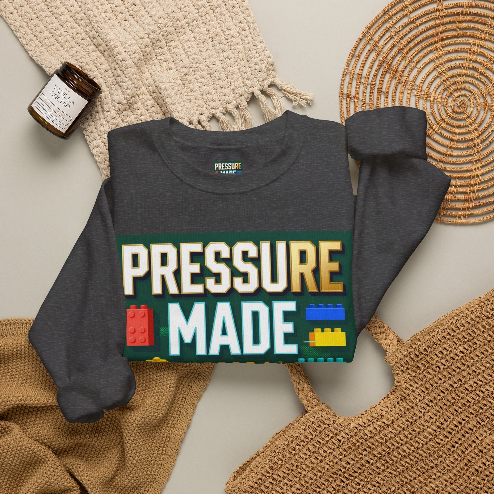 Graphic Sweatshirt — "Pressure Made Me Polished" Building Block Crewneck - Image 36