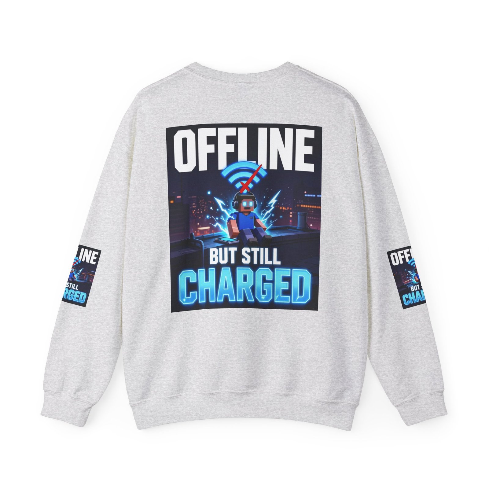 Crewneck Sweatshirt — “Offline But Still Charged” Gamer Graphic - Image 6