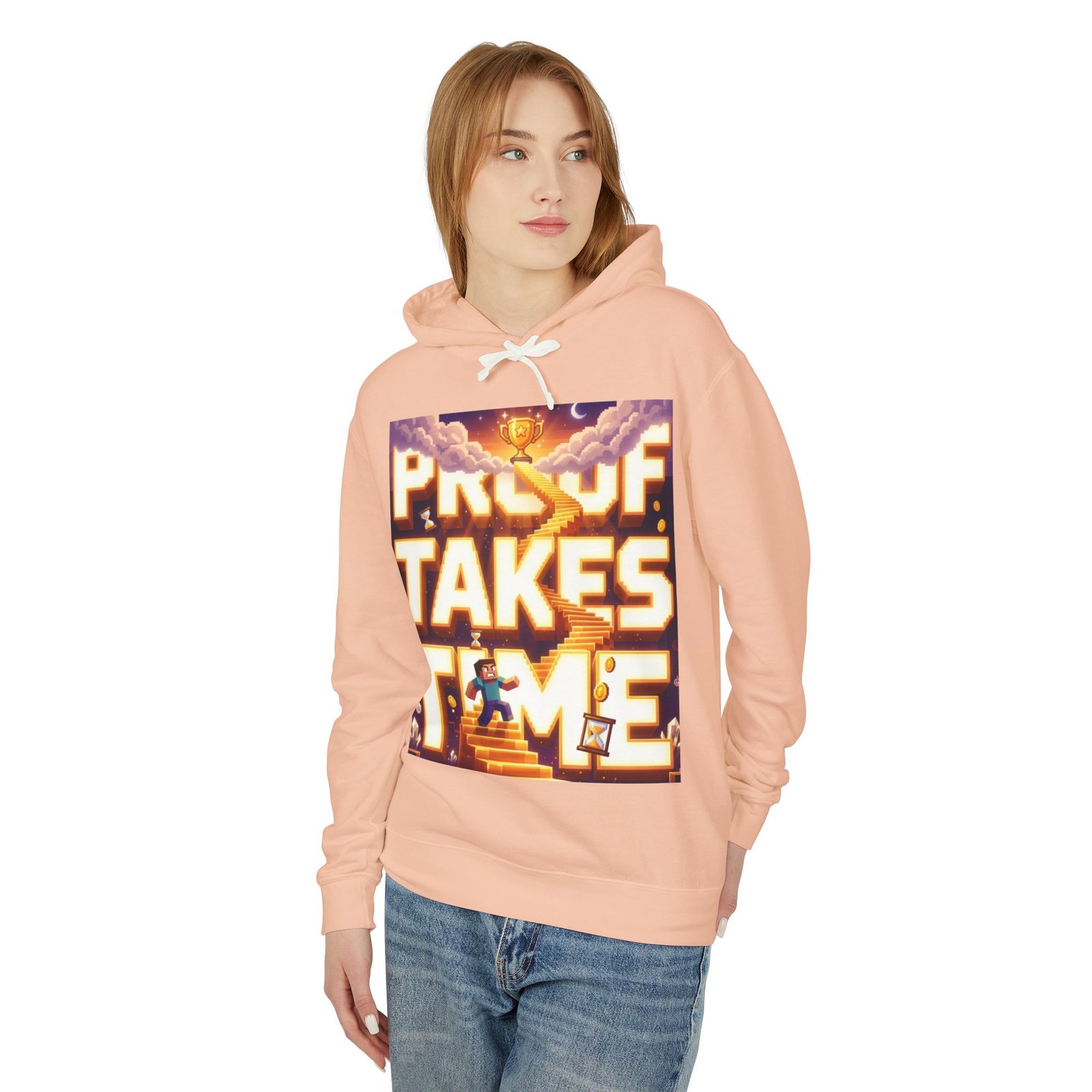 Hoodie — 'Proof Takes Time' Motivational Graphic Hooded Sweatshirt - Image 19