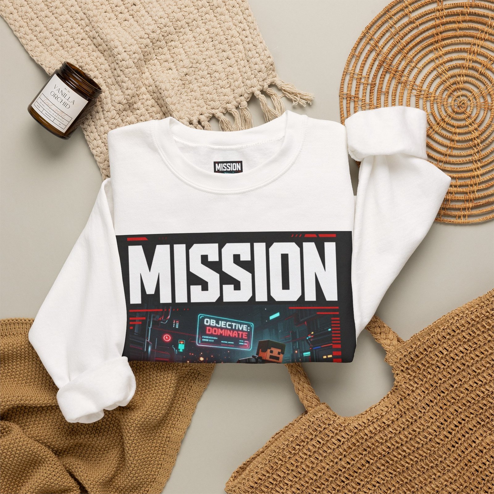Mission Mode Crewneck Sweatshirt — Gaming Graphic Streetwear - Image 4