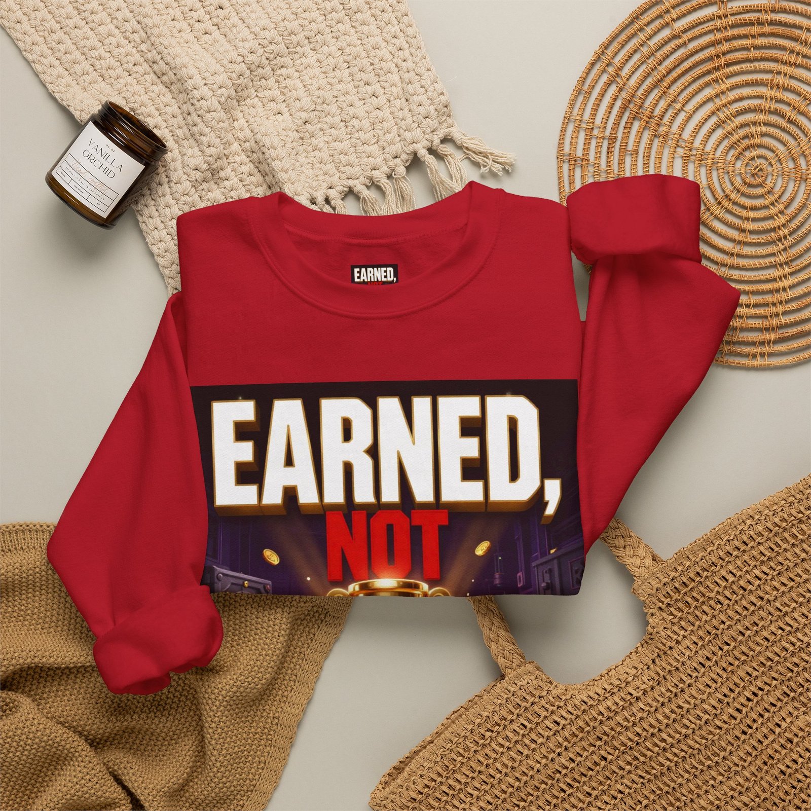 Crewneck Sweatshirt — "Earned, Not Explained" Trophy Graphic - Image 56