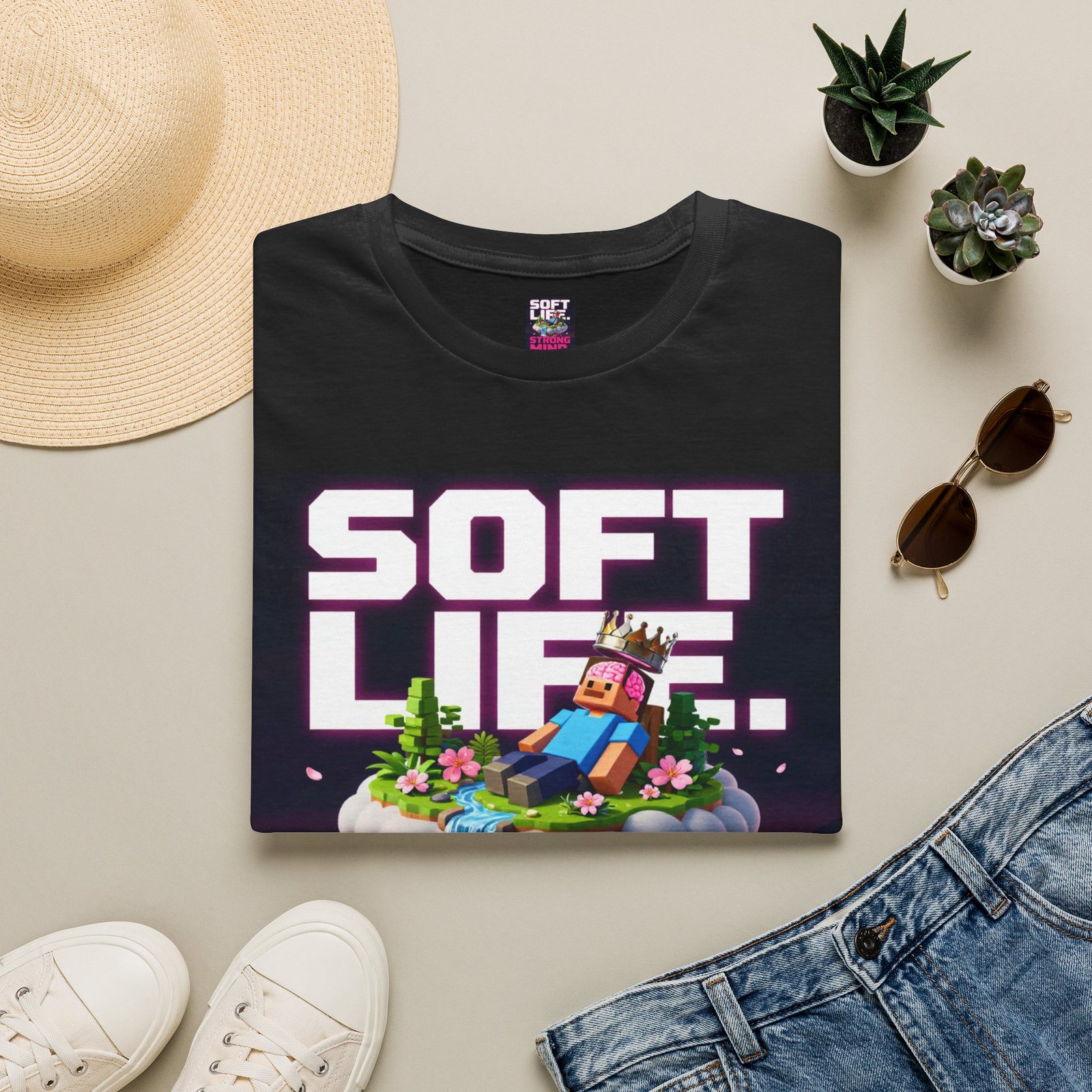 Soft Life Strong Mind T-Shirt — Relaxed Gamer Chill Vibe Tee - Image 5