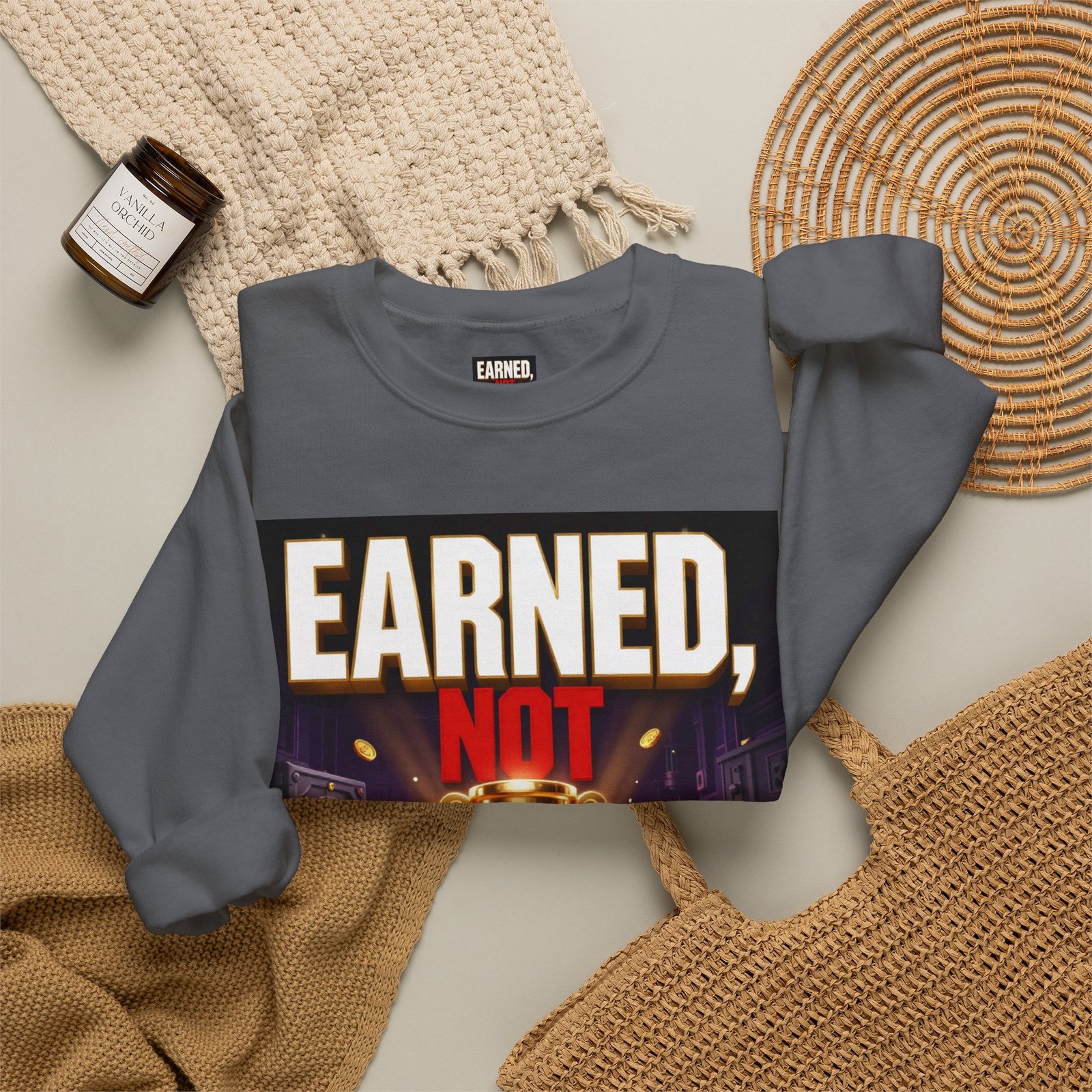 Crewneck Sweatshirt — "Earned, Not Explained" Trophy Graphic - Image 40