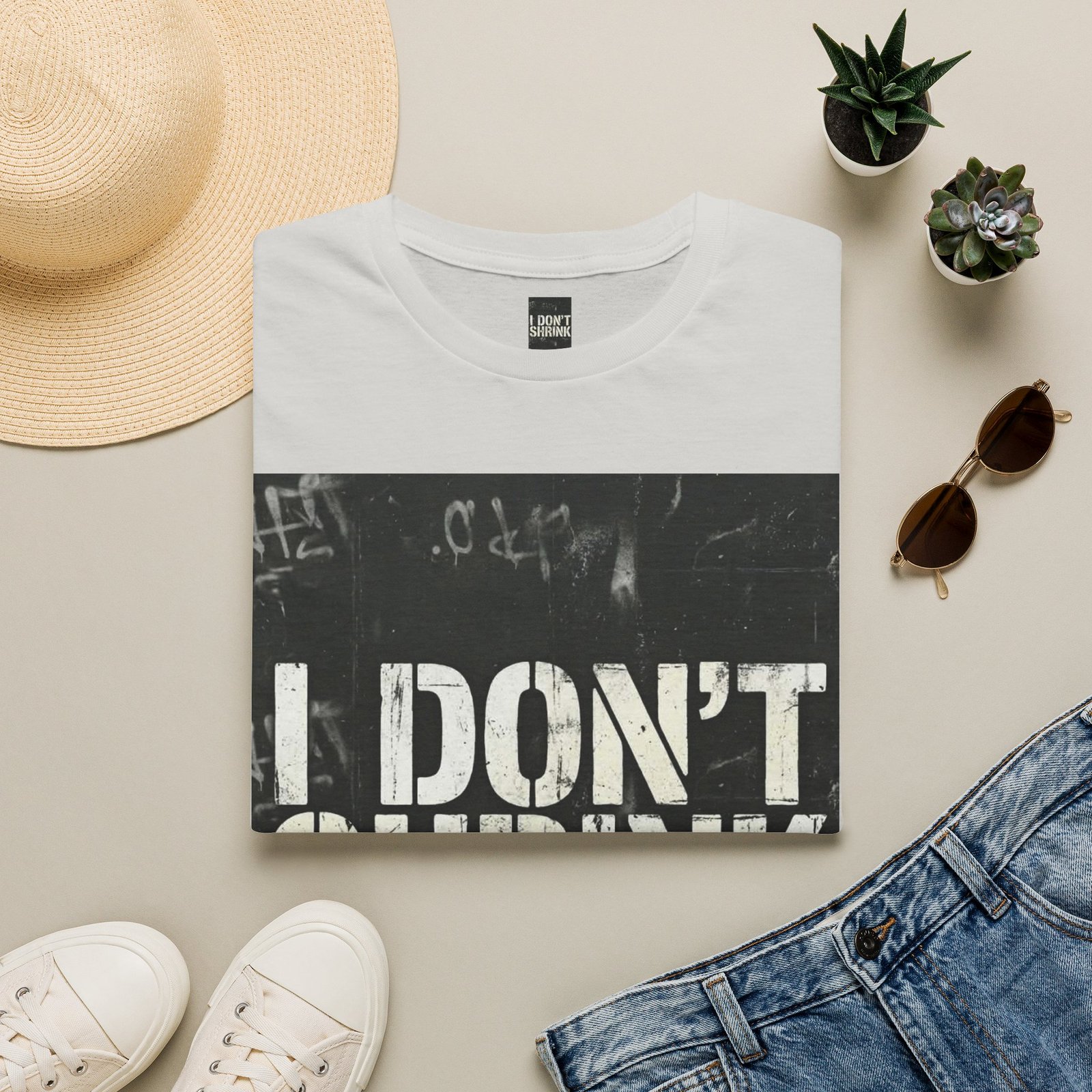 I Don't Shrink T-Shirt — Vintage Stencil Graphic Tee - Image 9