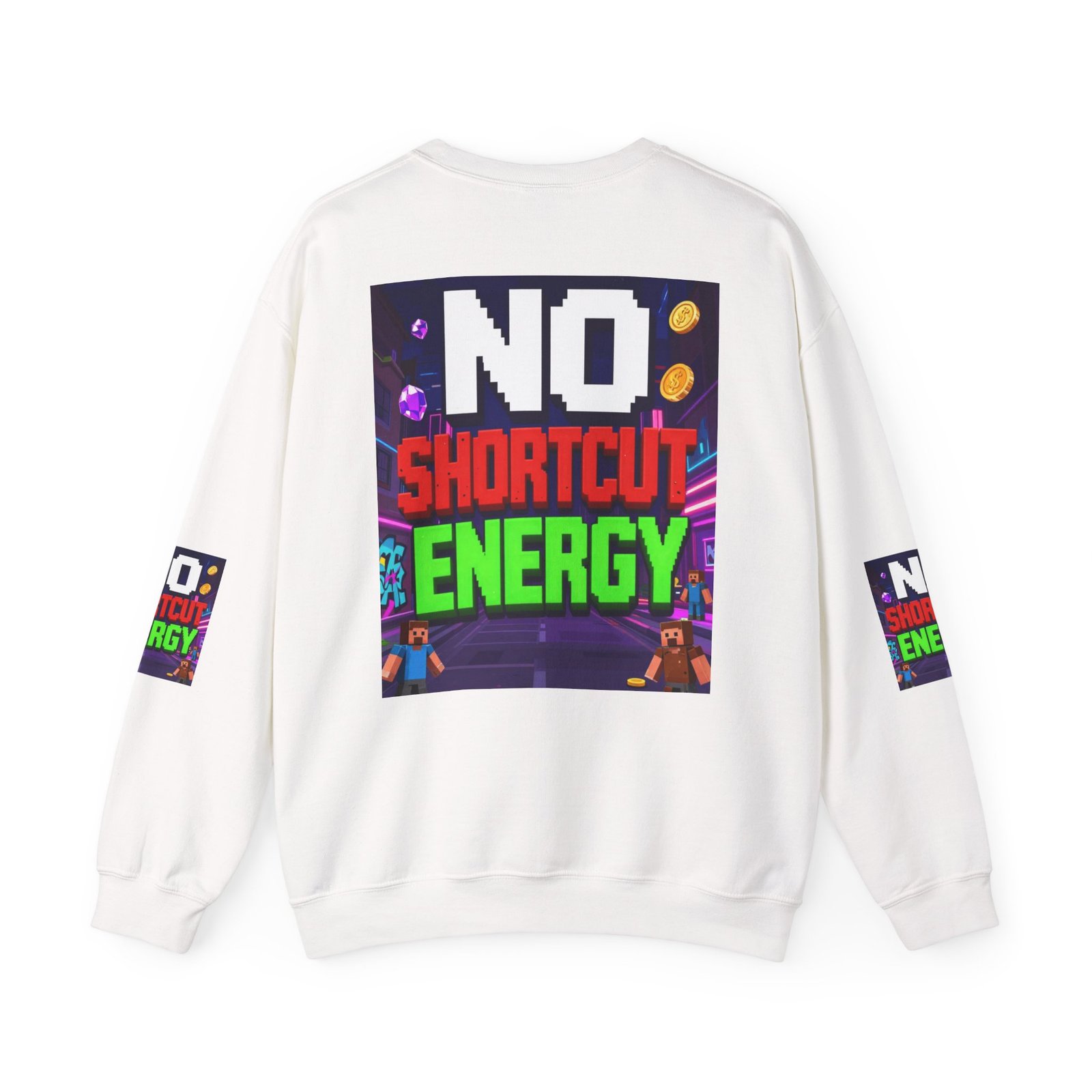 Crewneck Sweatshirt — "NO Shortcut Energy" Retro Gamer Graphic - Image 2