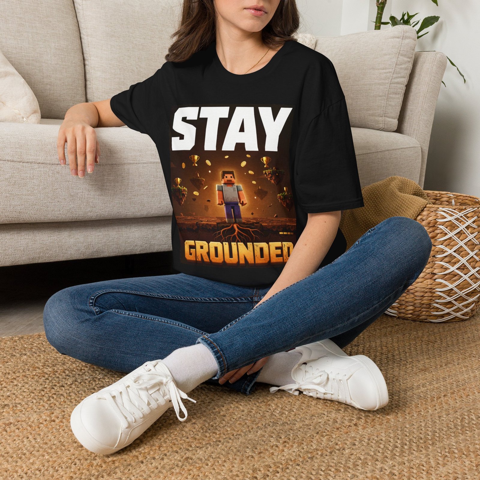Stay Grounded T-Shirt — Minecraft-Inspired 'STAY GROUNDED' Gaming Tee - Image 6