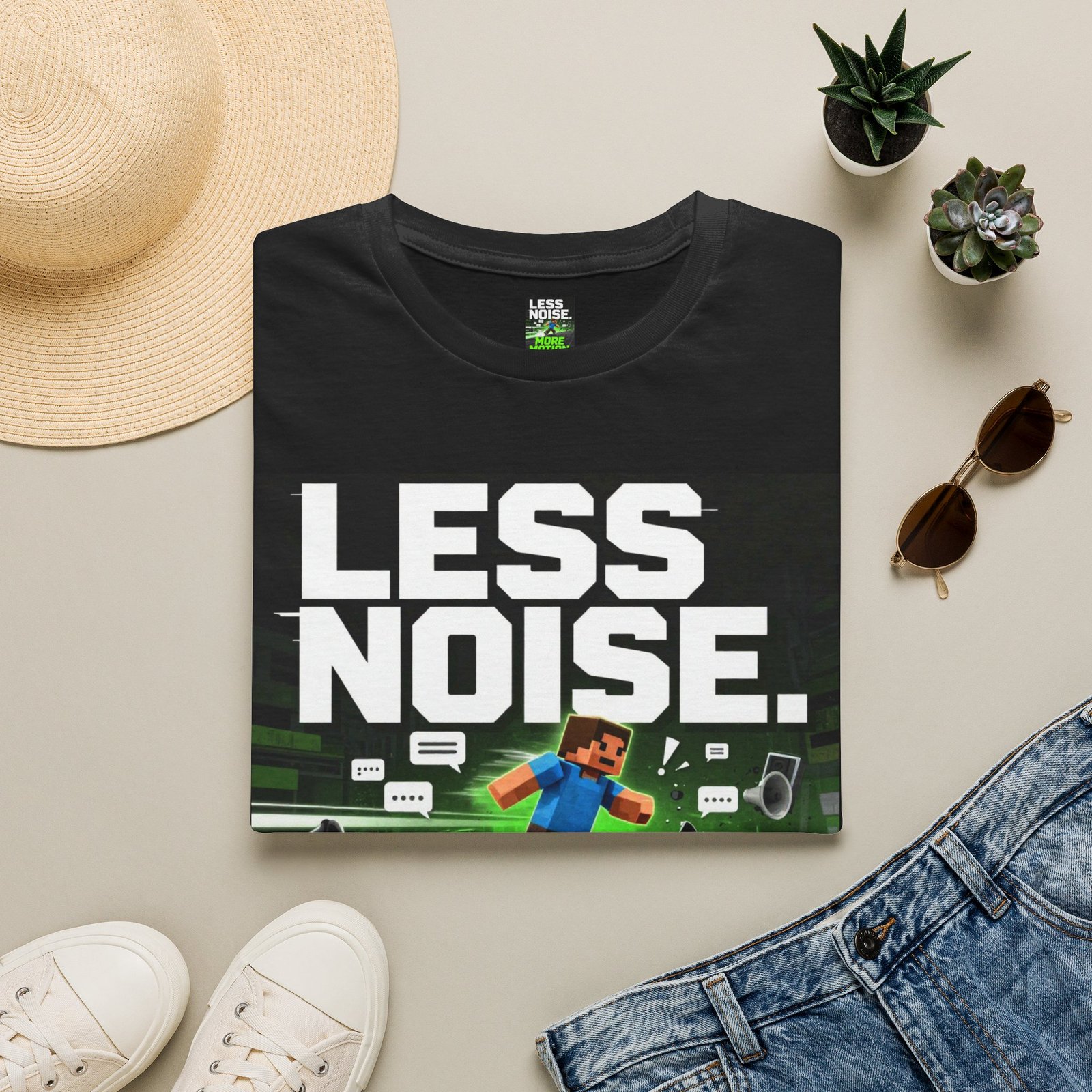 Less Noise More Motion T-Shirt — Gamer Minimalist Graphic Tee - Image 5