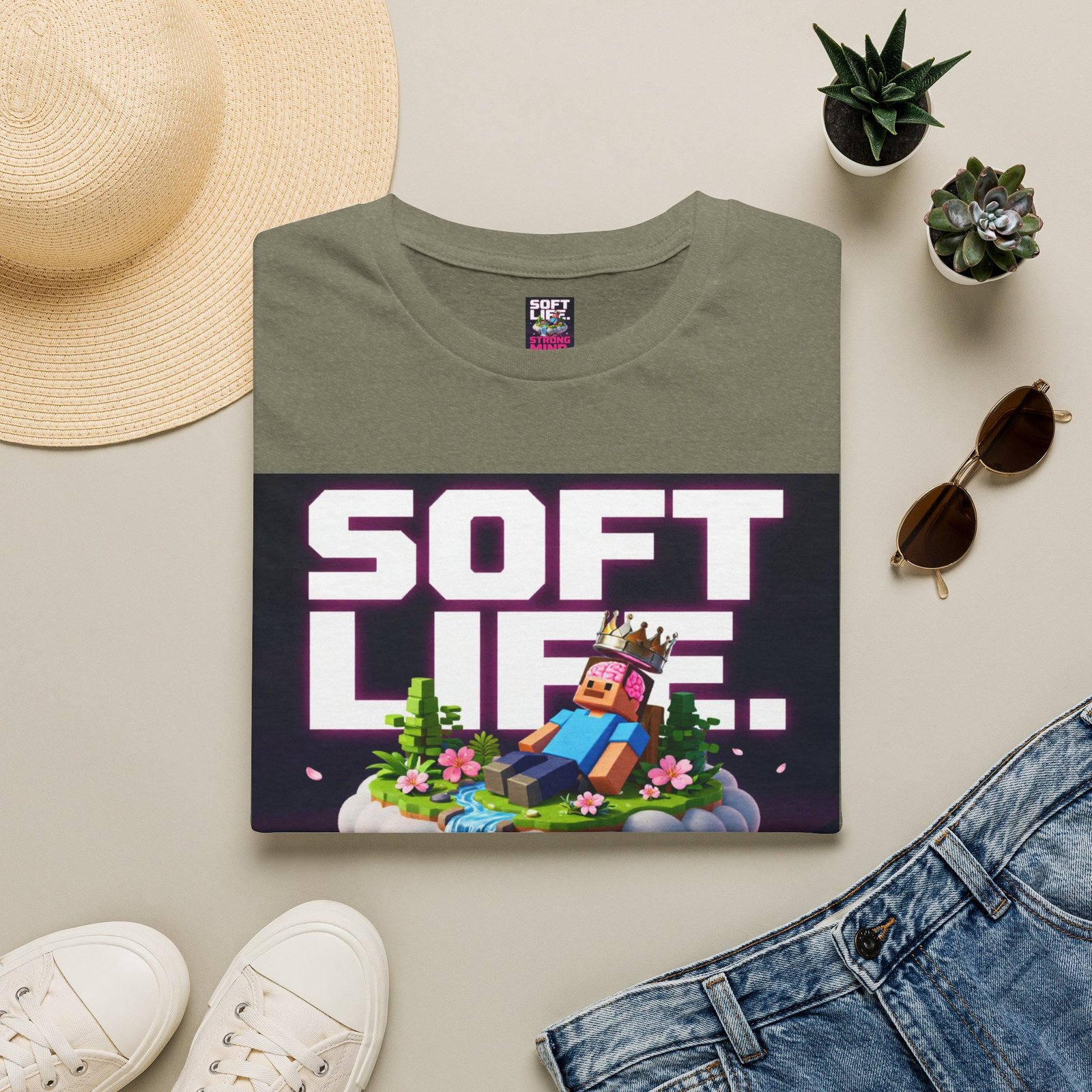 Soft Life Strong Mind T-Shirt — Relaxed Gamer Chill Vibe Tee - Image 17