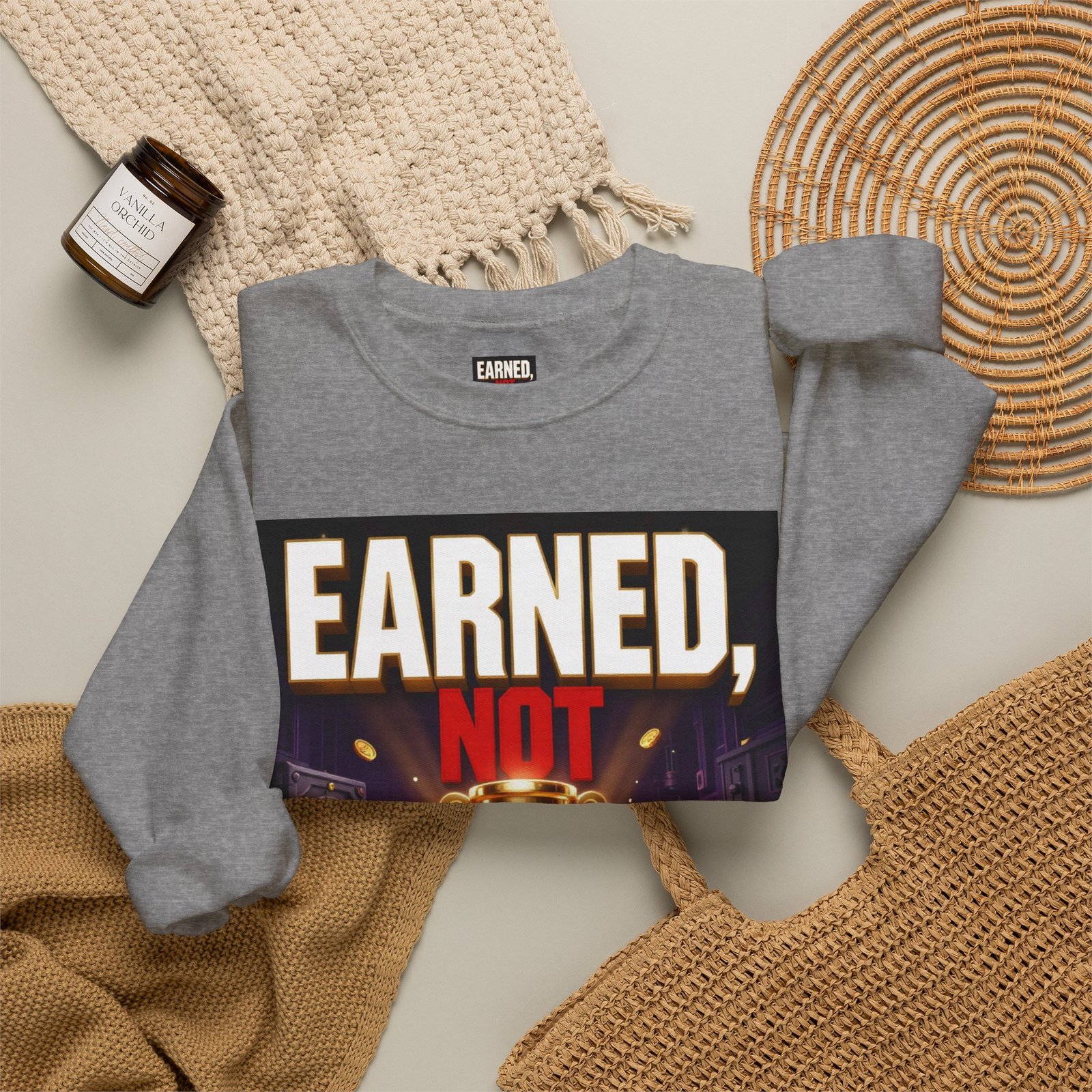 Crewneck Sweatshirt — "Earned, Not Explained" Trophy Graphic - Image 32