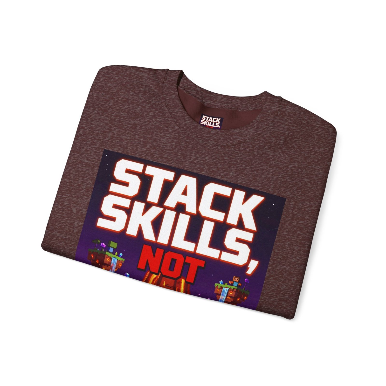 Crewneck Sweatshirt — "Stack Skills, Not Excuses" Motivational Gamer Graphic - Image 15