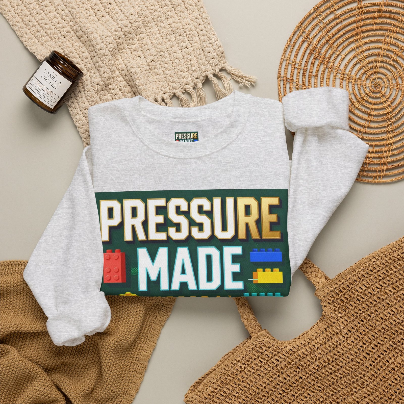 Graphic Sweatshirt — "Pressure Made Me Polished" Building Block Crewneck - Image 8
