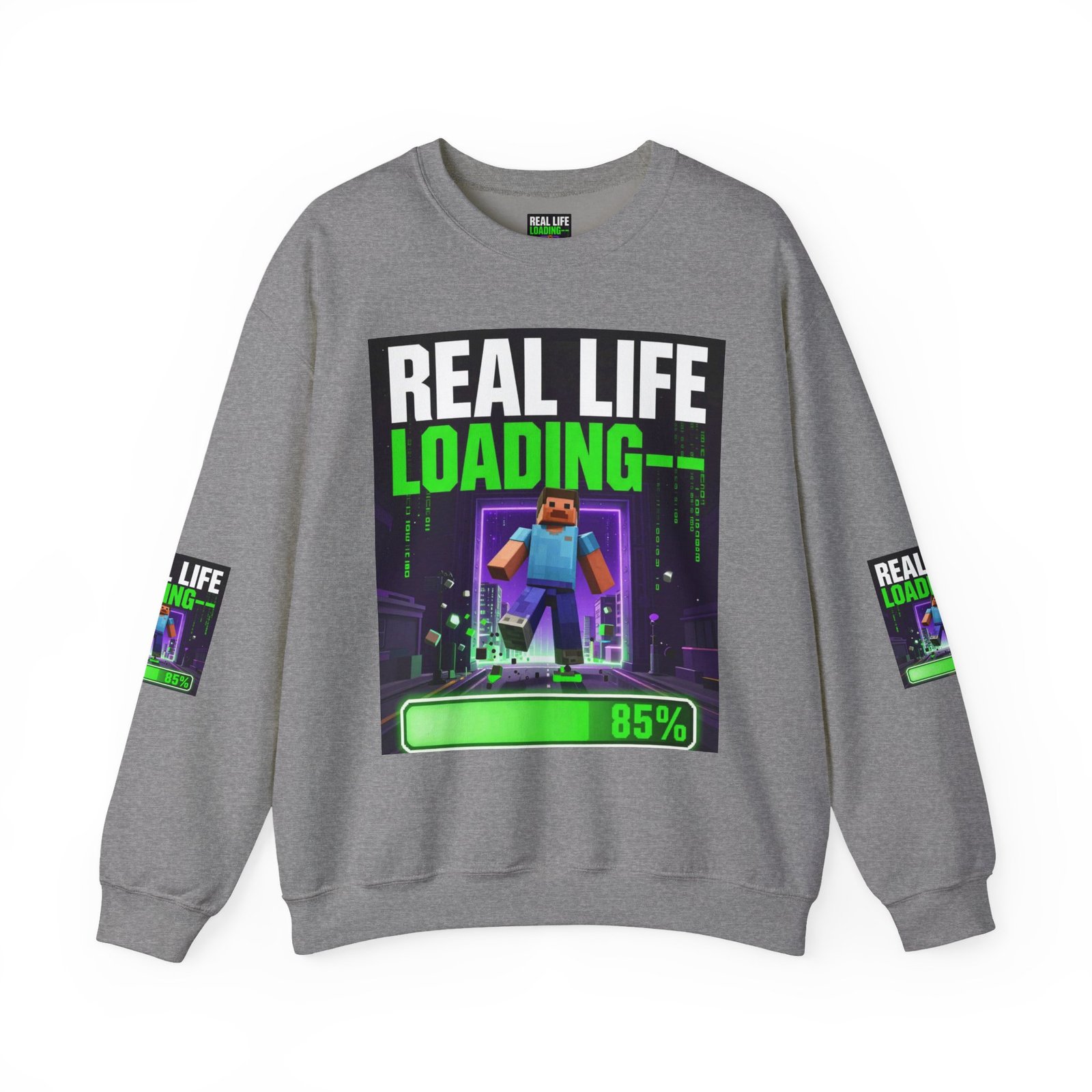 Crewneck Sweatshirt — "Real Life Loading 85%" Gamer Graphic Pullover - Image 29