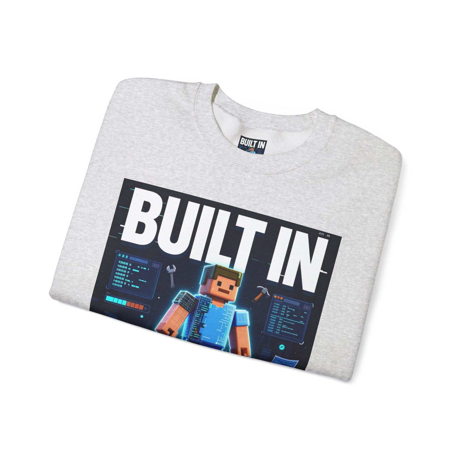 Built In Beta Crewneck Sweatshirt — Gamer Pixel Character Graphic - Image 11