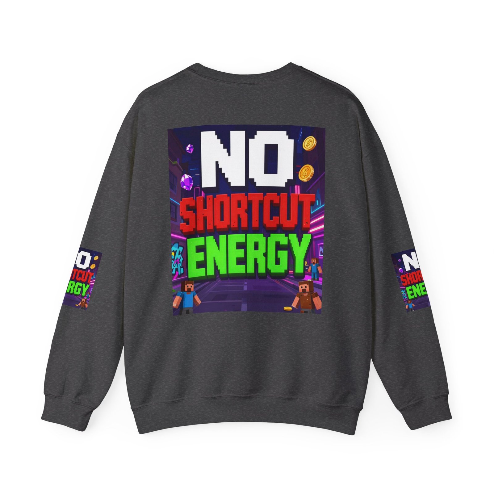 Crewneck Sweatshirt — "NO Shortcut Energy" Retro Gamer Graphic - Image 34