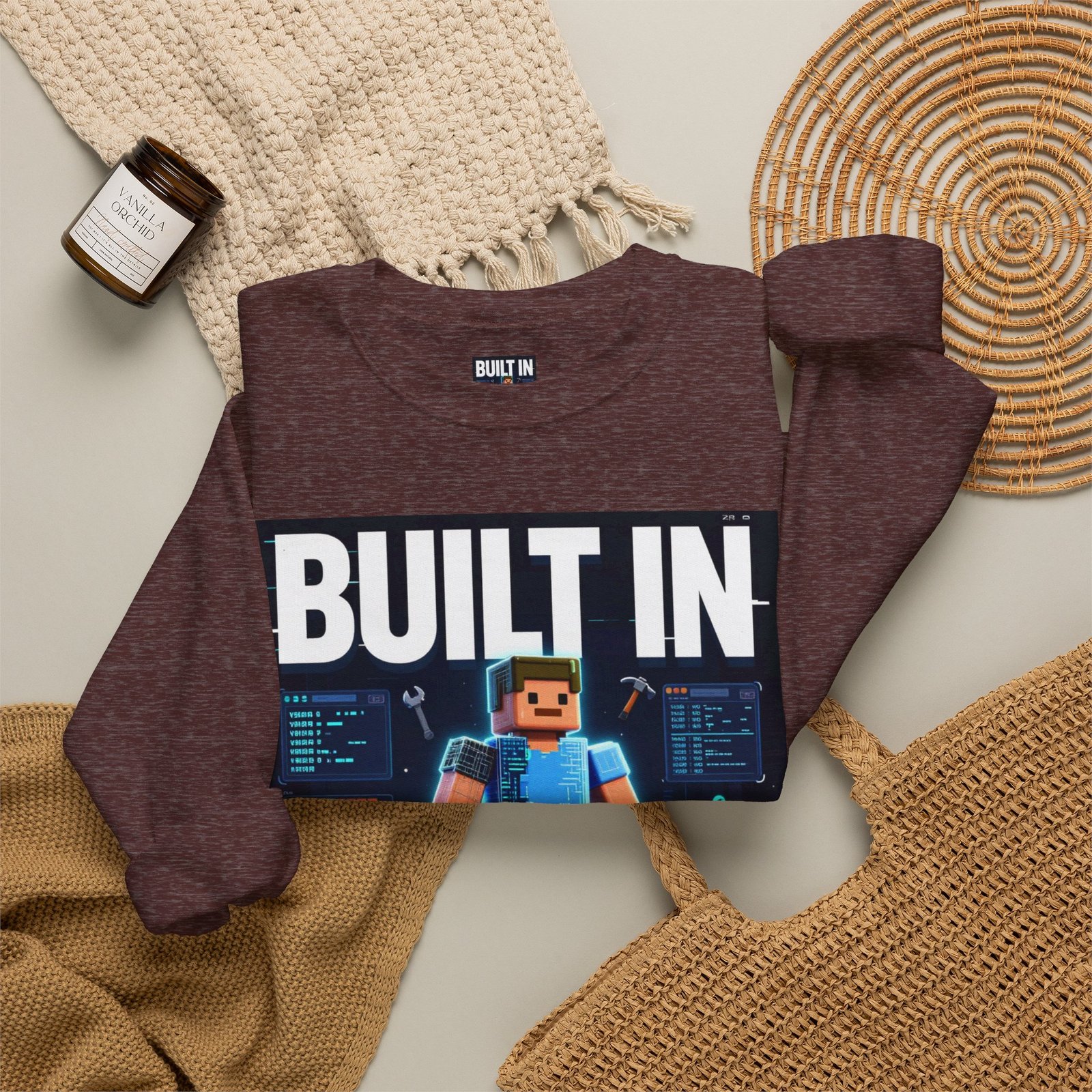 Built In Beta Crewneck Sweatshirt — Gamer Pixel Character Graphic - Image 16
