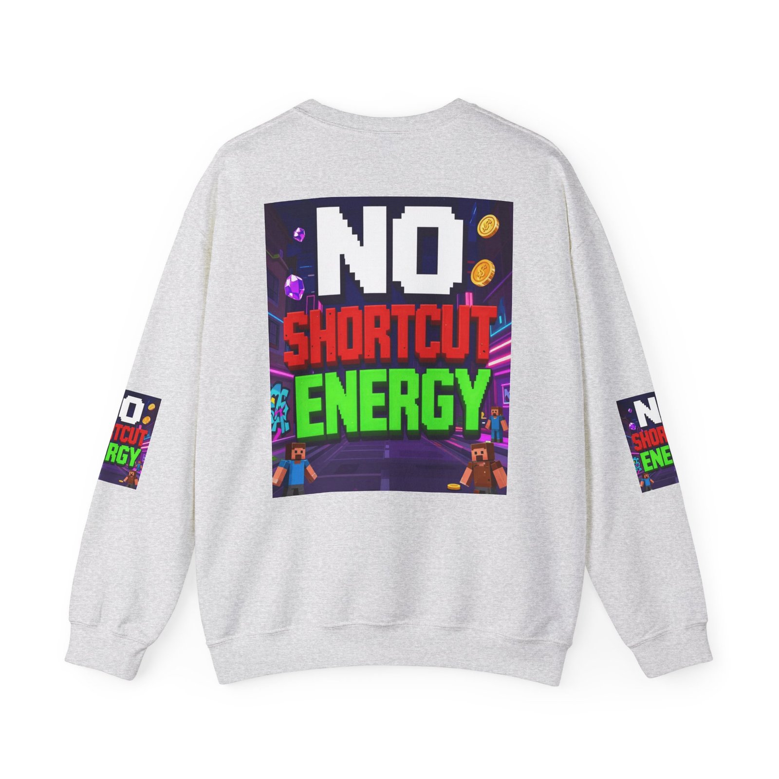 Crewneck Sweatshirt — "NO Shortcut Energy" Retro Gamer Graphic - Image 6