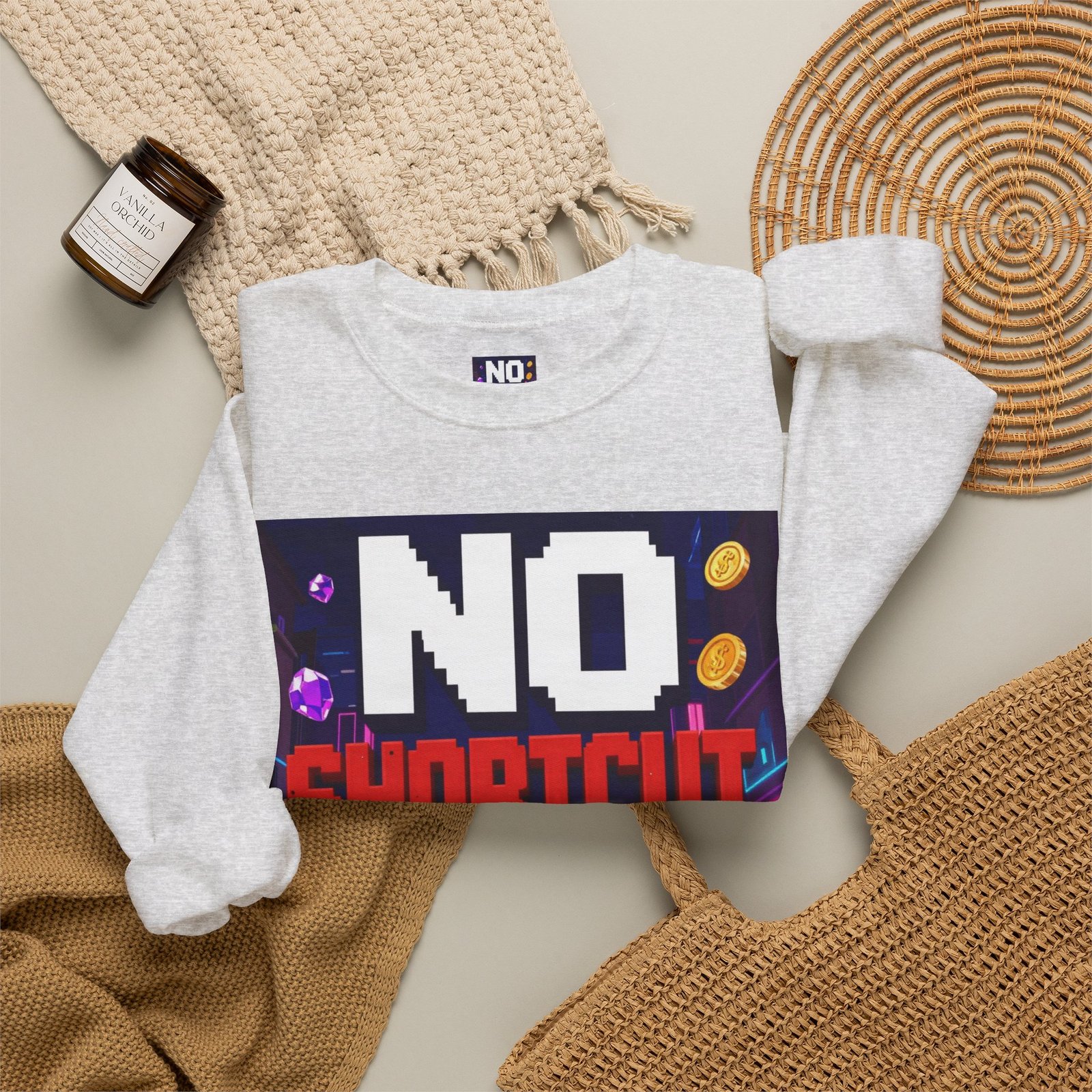 Crewneck Sweatshirt — "NO Shortcut Energy" Retro Gamer Graphic - Image 8