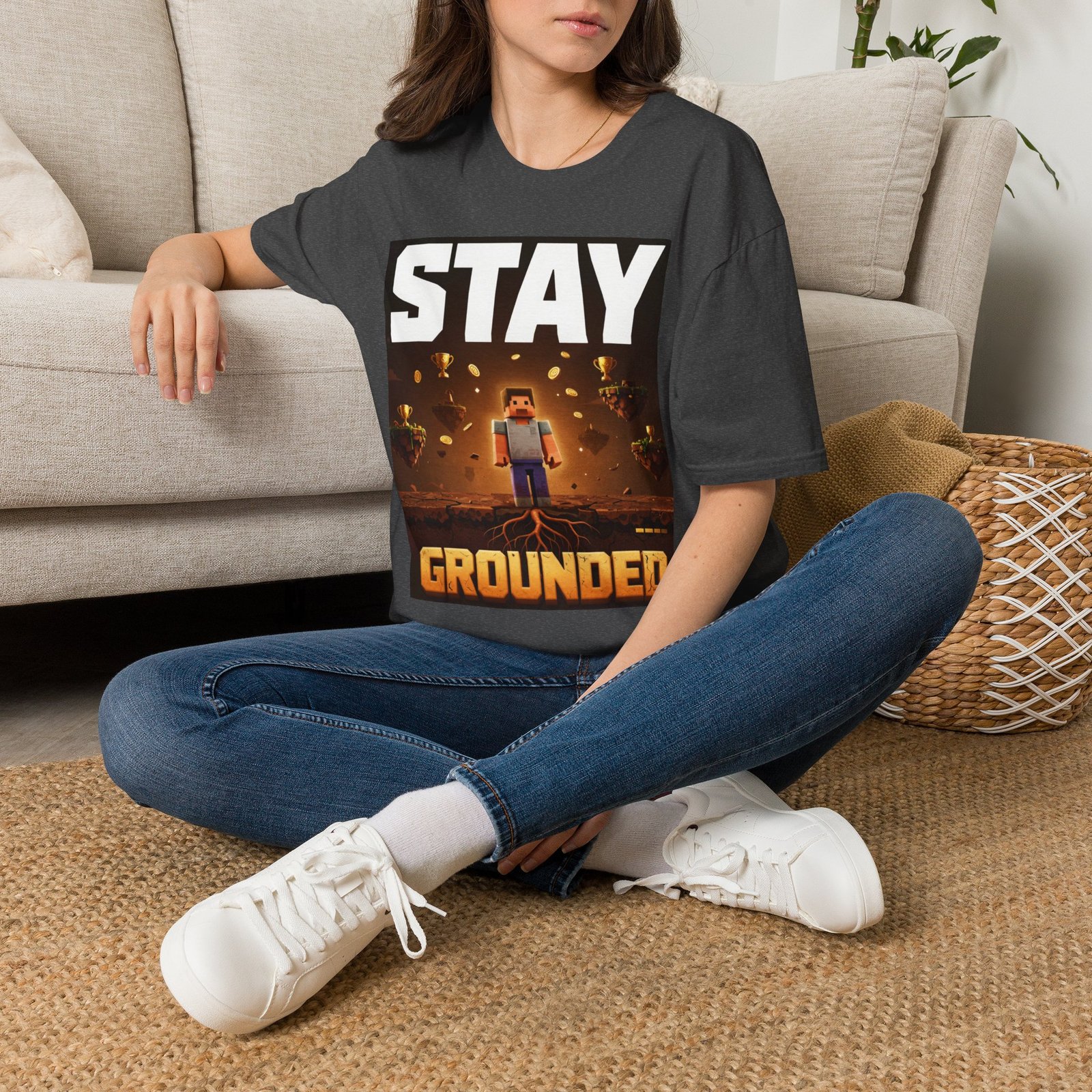 Stay Grounded T-Shirt — Minecraft-Inspired 'STAY GROUNDED' Gaming Tee - Image 26