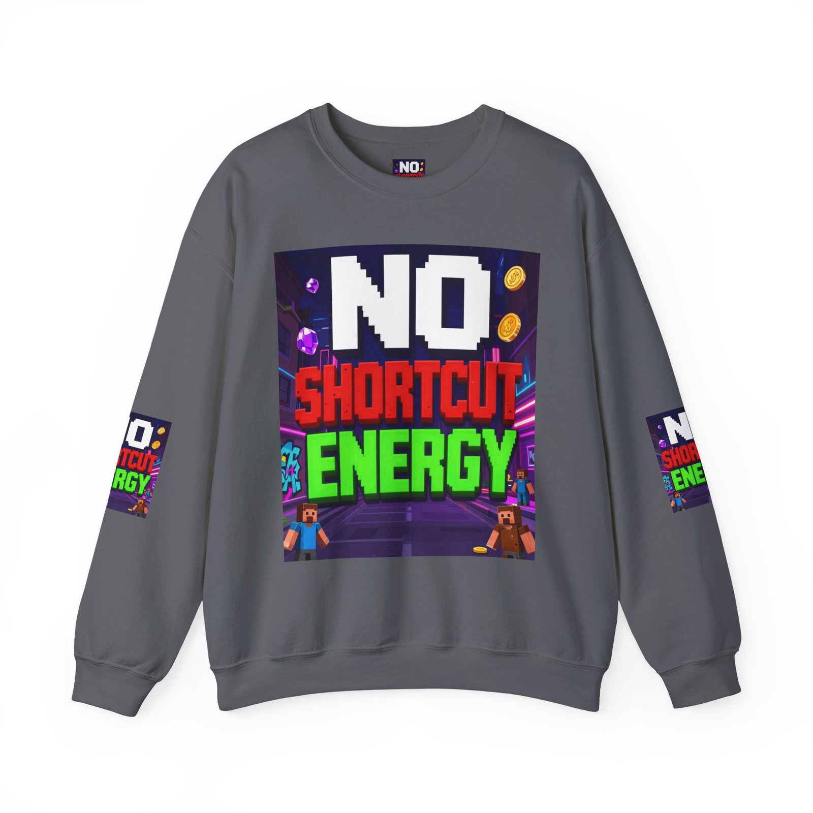 Crewneck Sweatshirt — "NO Shortcut Energy" Retro Gamer Graphic - Image 37