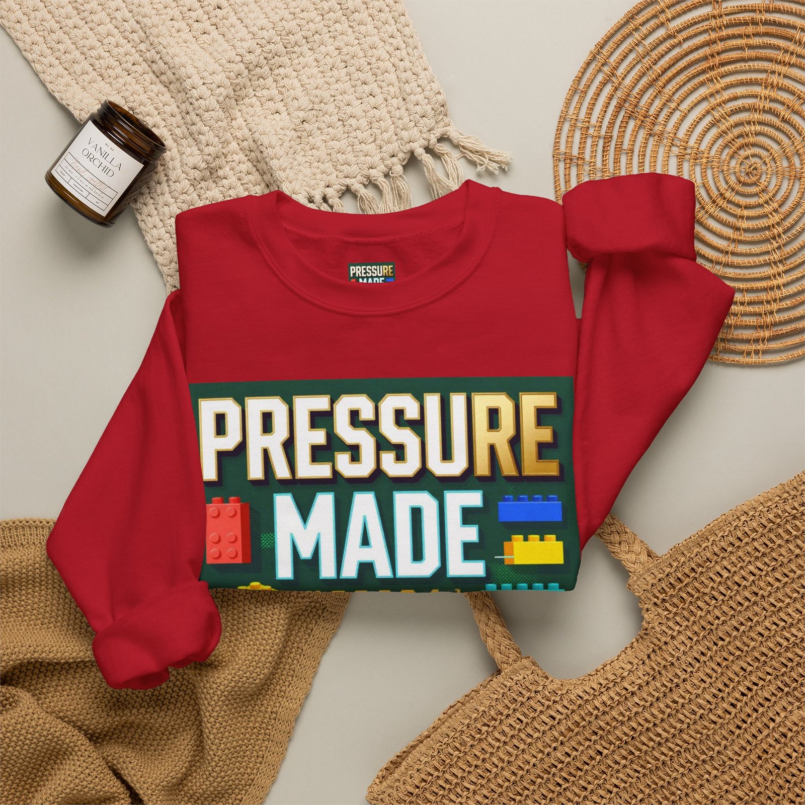 Graphic Sweatshirt — "Pressure Made Me Polished" Building Block Crewneck - Image 56