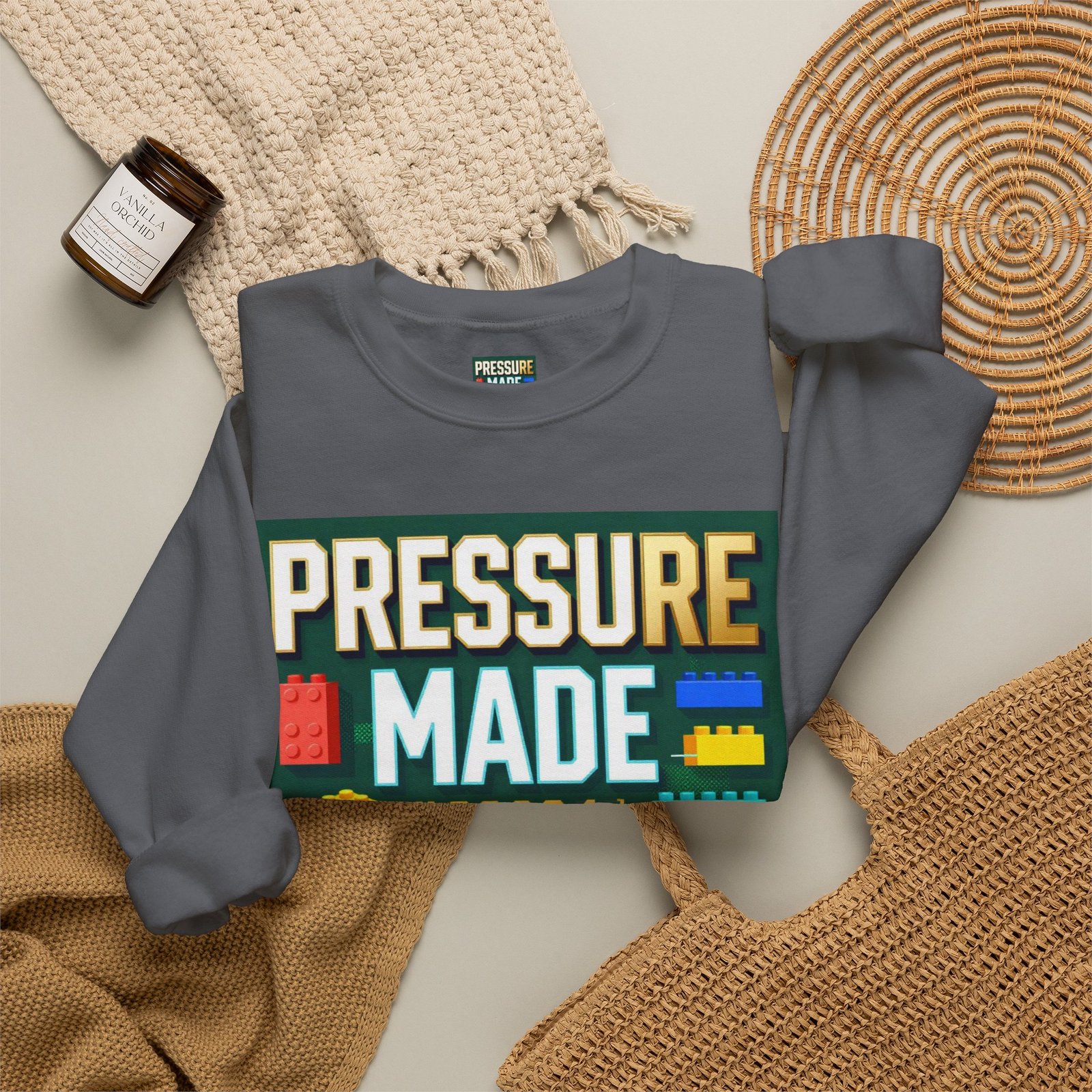Graphic Sweatshirt — "Pressure Made Me Polished" Building Block Crewneck - Image 40