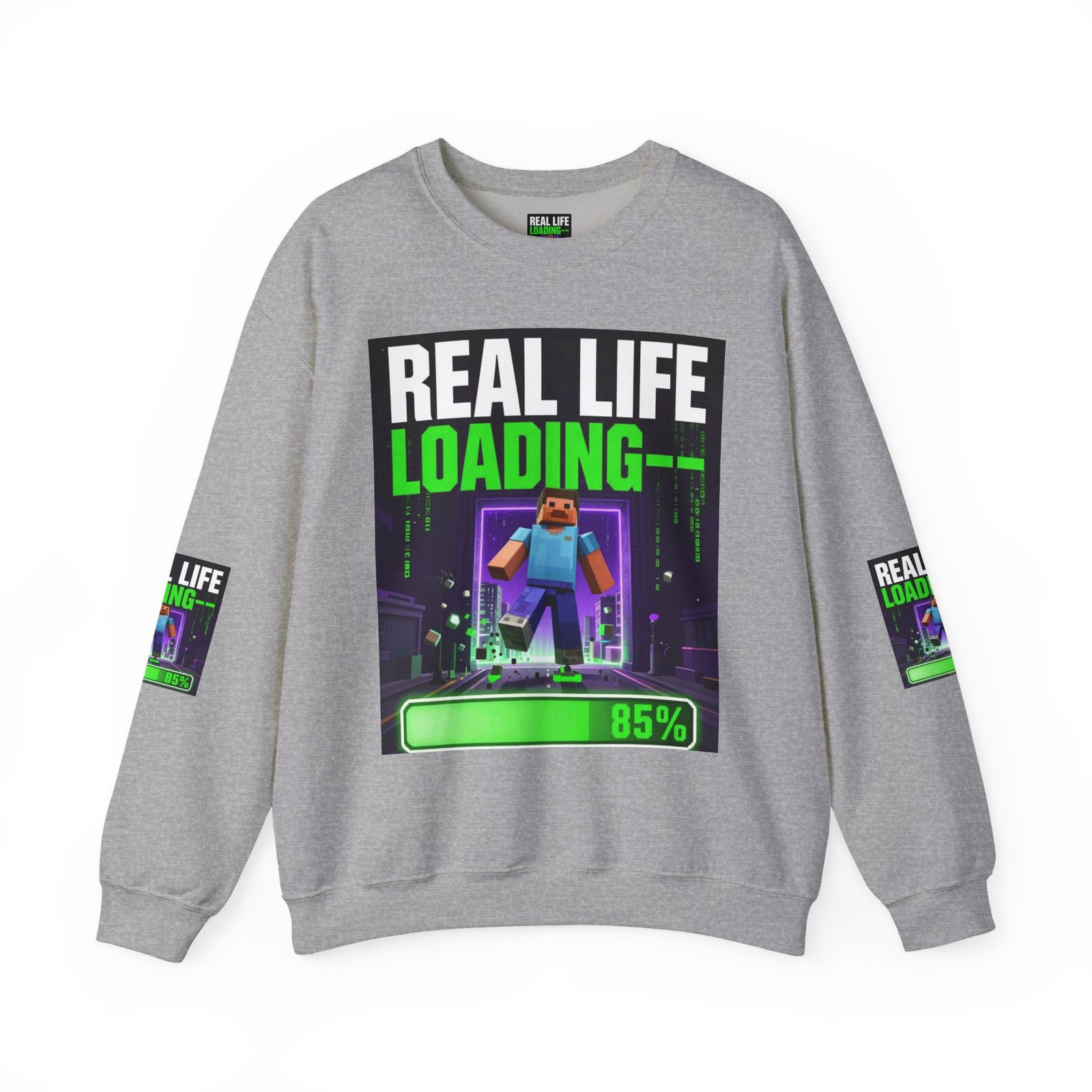 Crewneck Sweatshirt — "Real Life Loading 85%" Gamer Graphic Pullover - Image 21