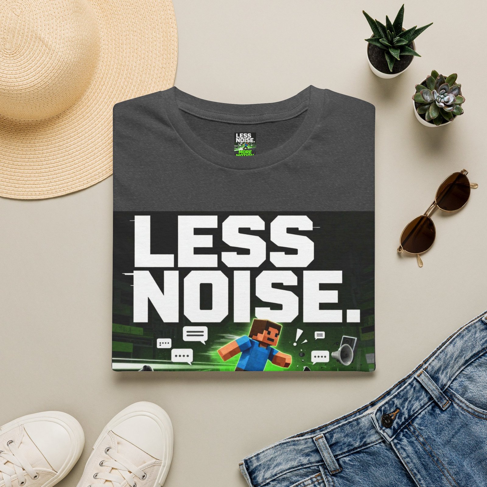 Less Noise More Motion T-Shirt — Gamer Minimalist Graphic Tee - Image 25