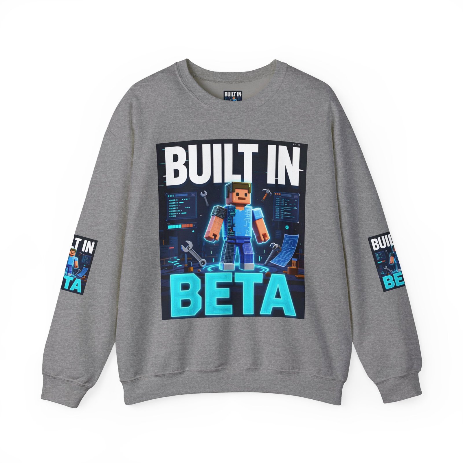 Built In Beta Crewneck Sweatshirt — Gamer Pixel Character Graphic - Image 29