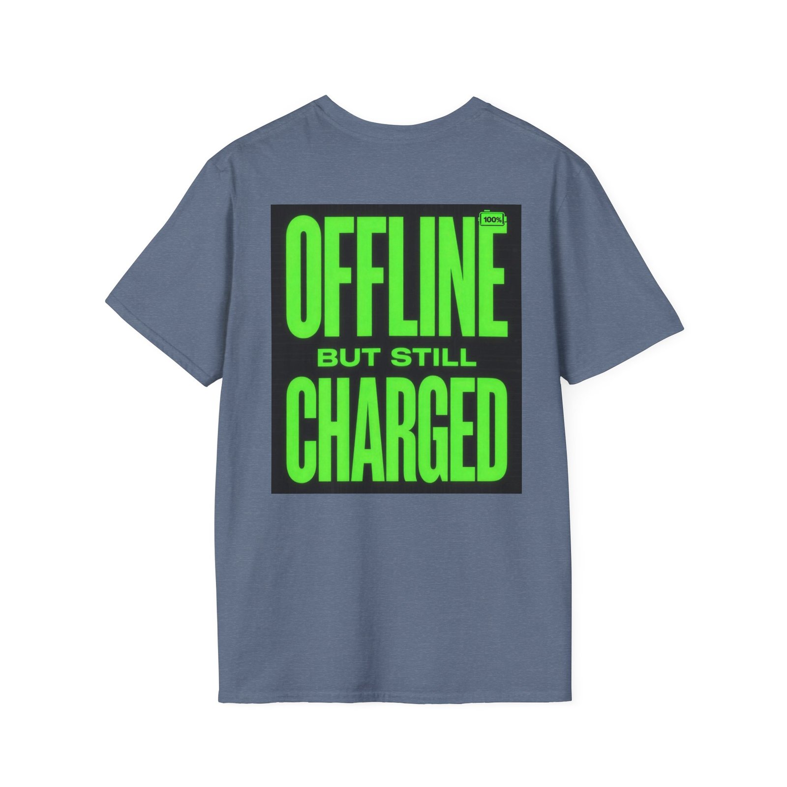 Offline But Still Charged T-Shirt — Neon Green Graphic Tee - Image 32